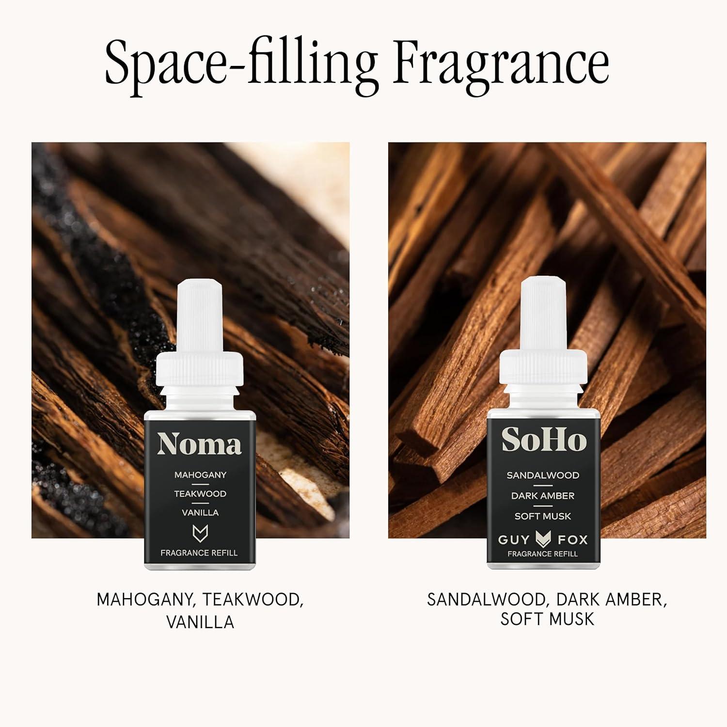Smart Home Fragrance Diffuser Starter Set - Guy Fox SoHo and Noma Refills - Wi-Fi connected, customizable home scent
