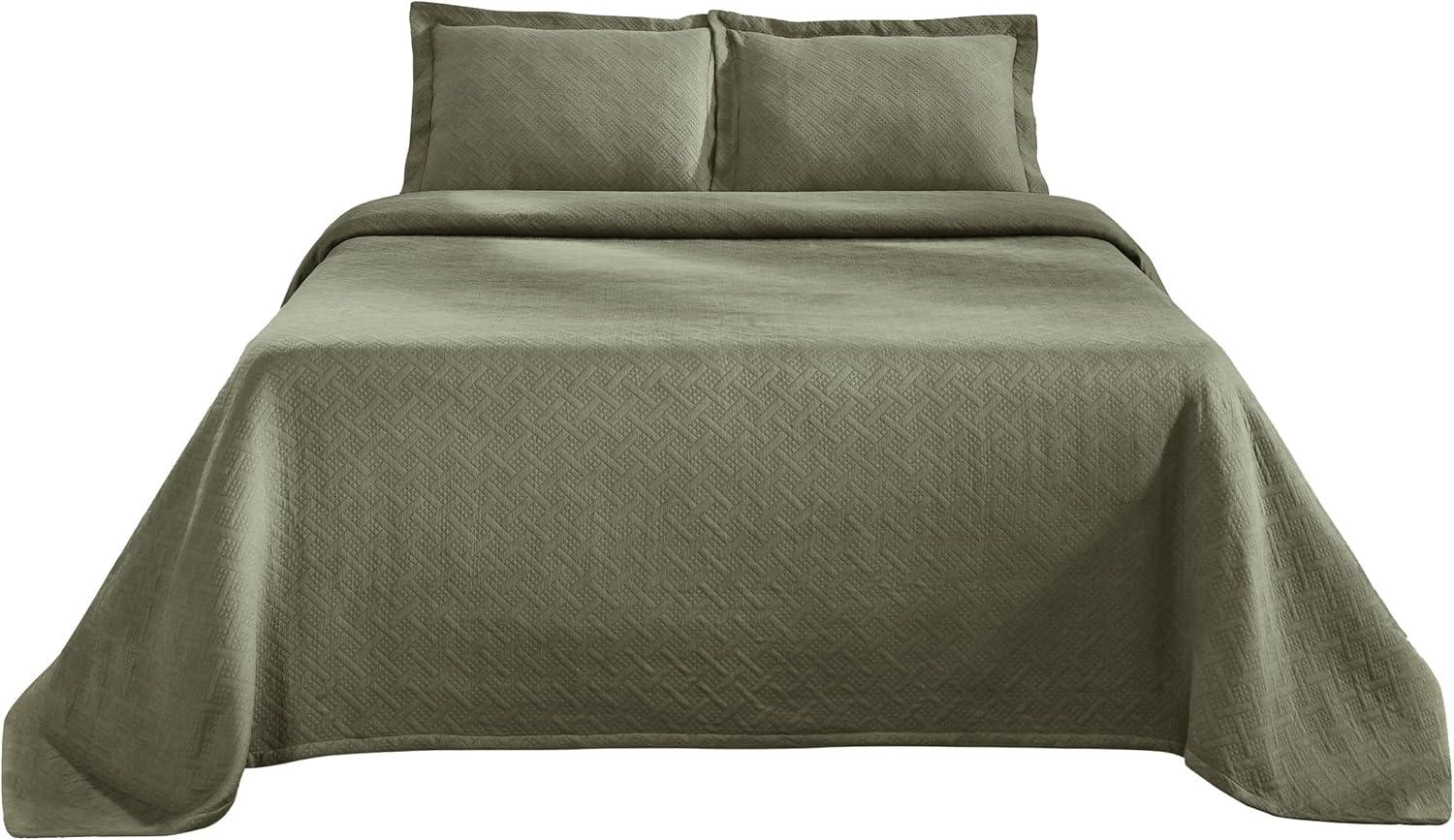 Superior Superior Cotton All Season Basketweave Medium Weight Bedspread Set with Shams
