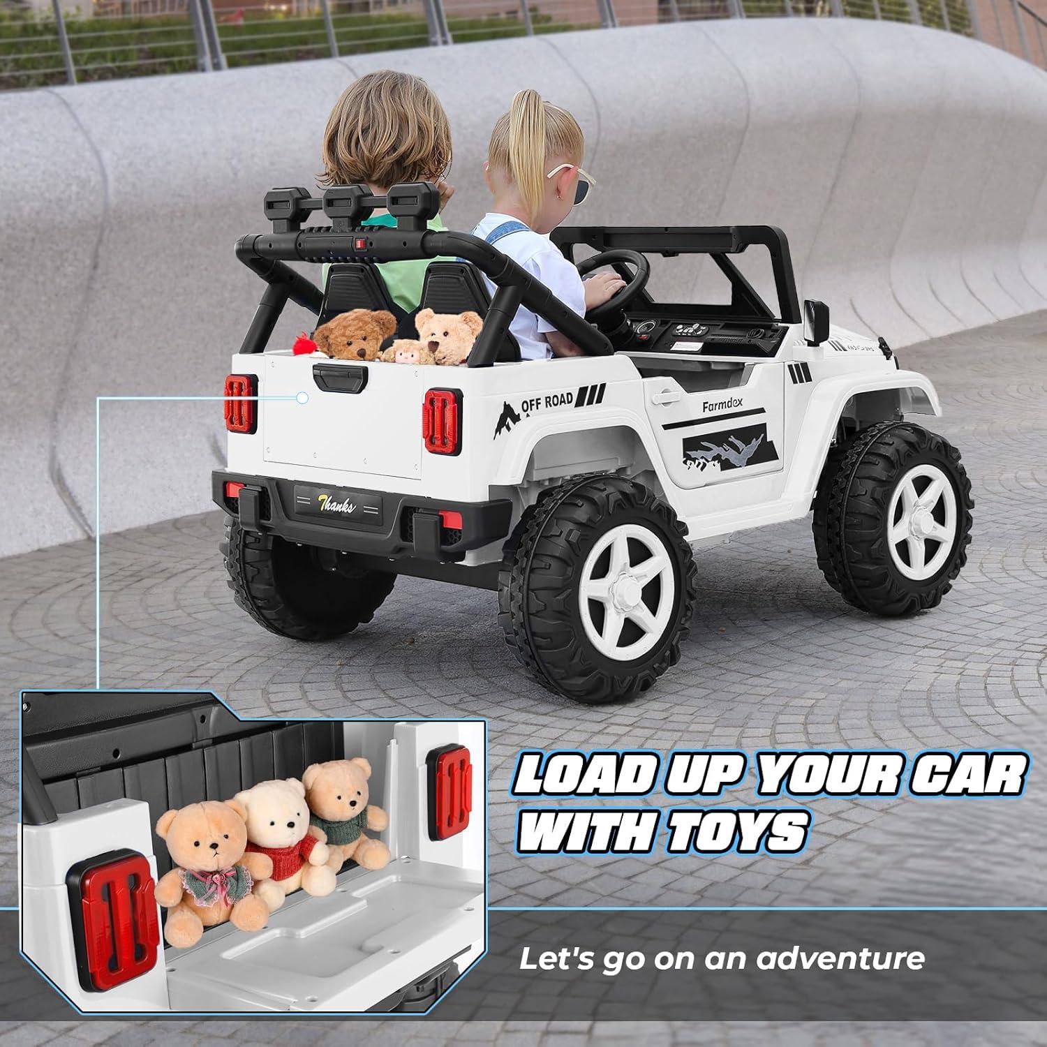 Ancheer 24V 4WD//2WD Ride On Jeep Truck,2 Seater Kids UTV With 4X200w Powerful Engine,Remote Control,Bluetooth,20 Wide Seat,Vehicles for Kids Toddlers