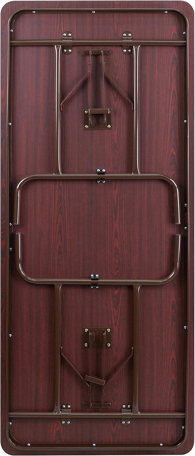 Flash Furniture Wofford 24" x 48" Rectangular Mahogany Melamine Laminate Folding Banquet Table
