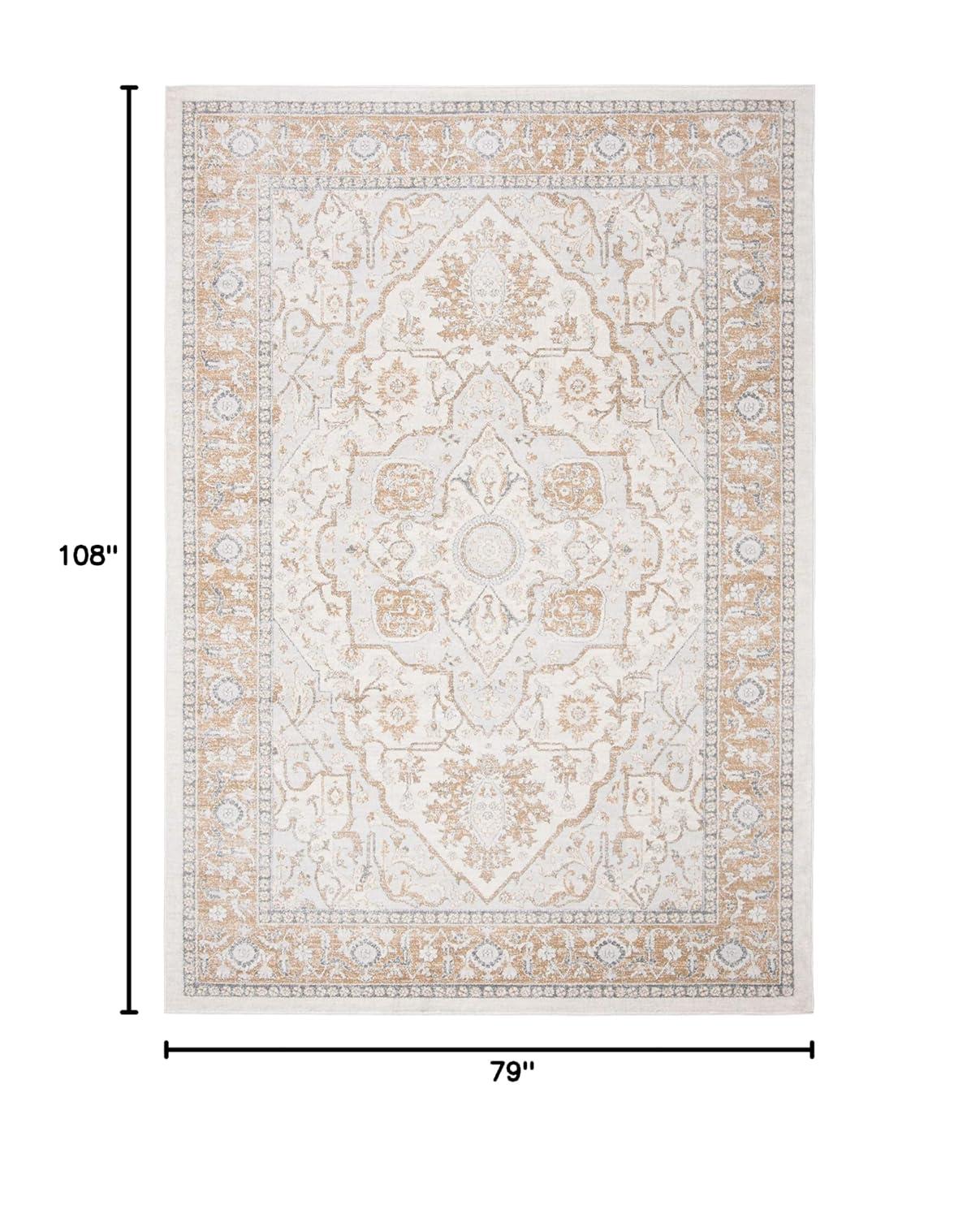 Isabella ISA936 Power Loomed Area Rug - Cream/Beige - 6'7"x9' - Safavieh