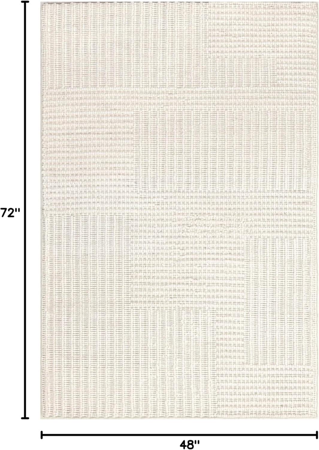 Nuloom Dorene Abstract 4x6 Wool Indoor Area Rug for Living Room Bedroom Dining Room Kitchen, Ivory