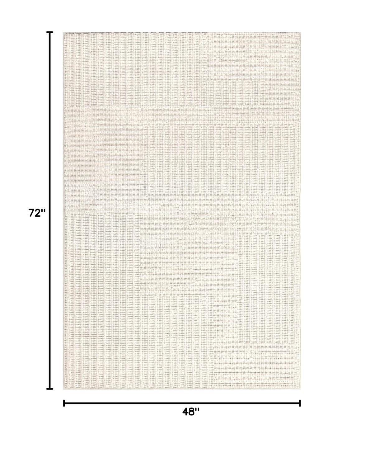 Nuloom Dorene Abstract 4x6 Wool Indoor Area Rug for Living Room Bedroom Dining Room Kitchen, Ivory