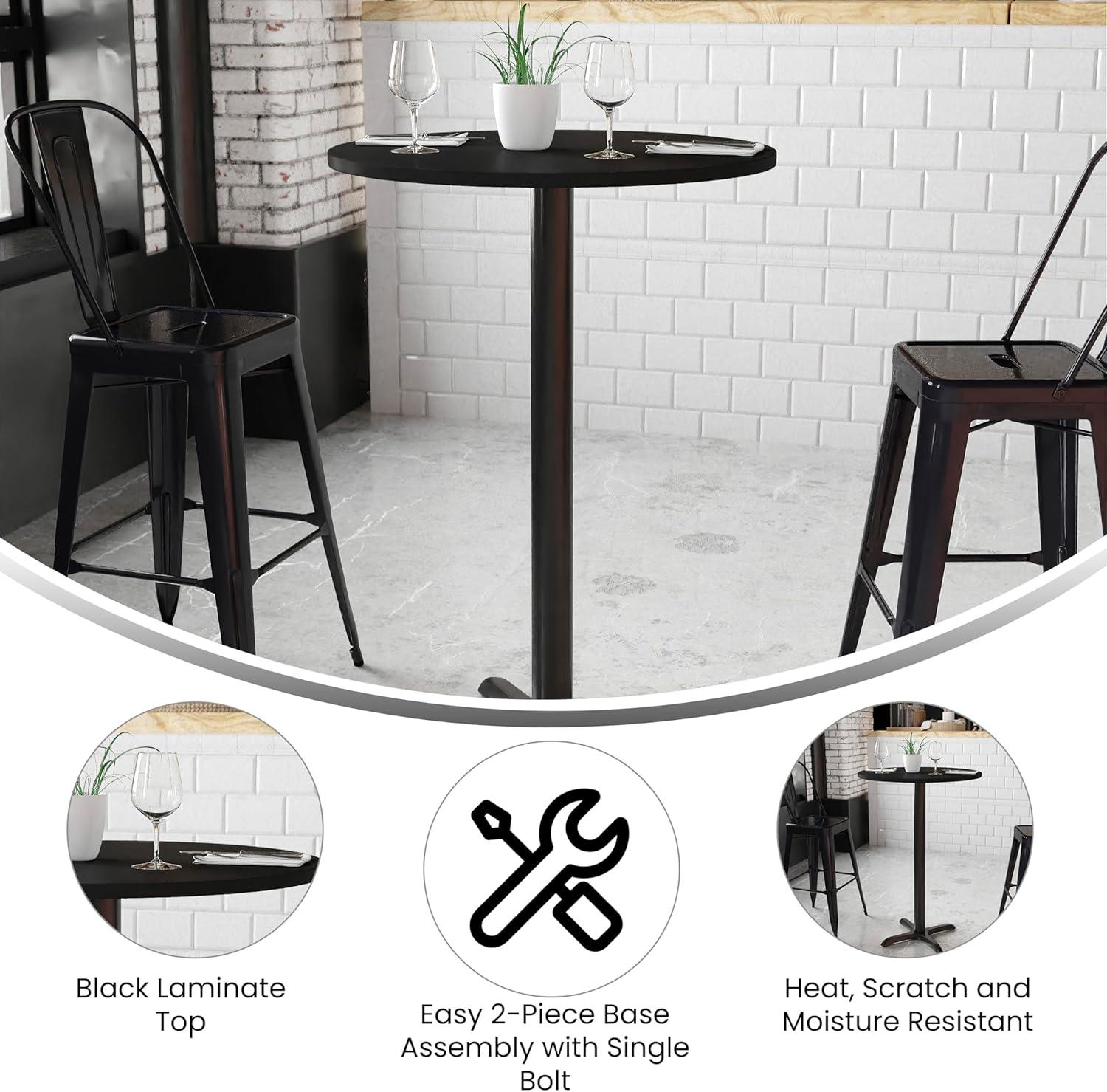 Flash Furniture Carrus Round Laminate Table Top with Height Table Base
