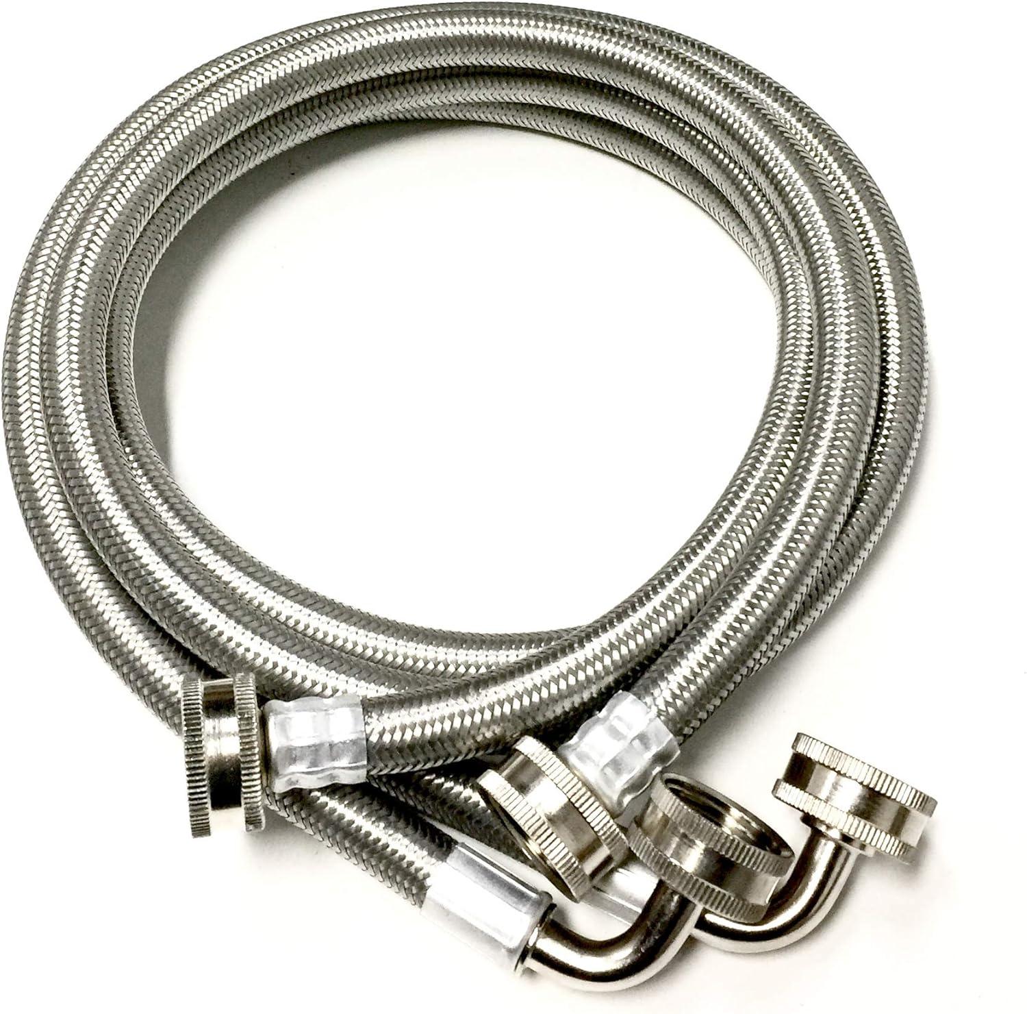 4 Foot Washing Machine Braided Stainless Steel Water Supply Hoses, 2 Pack, PM14X10005