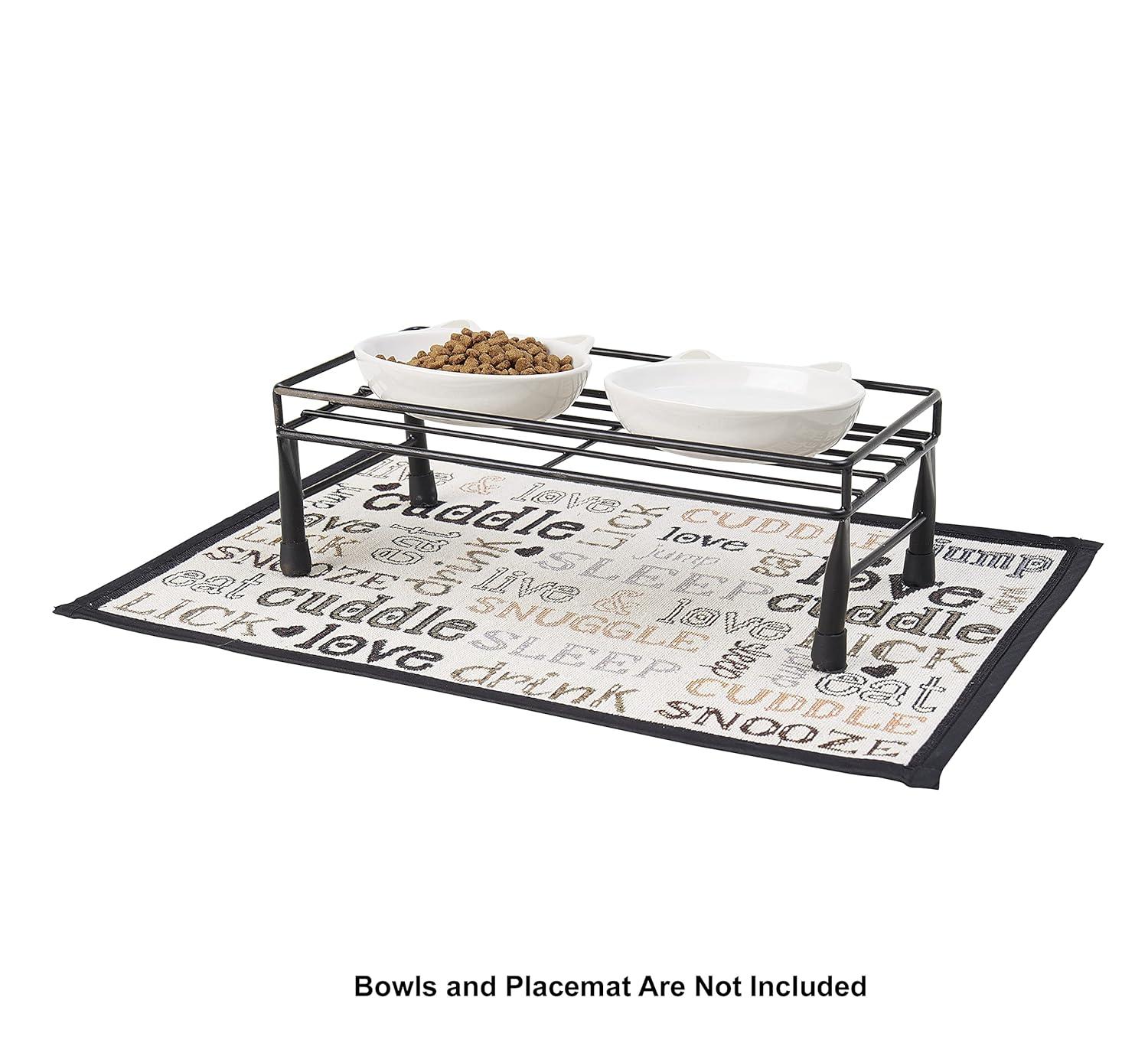 Black Steel Elevated Pet Dining Table for Small Pets