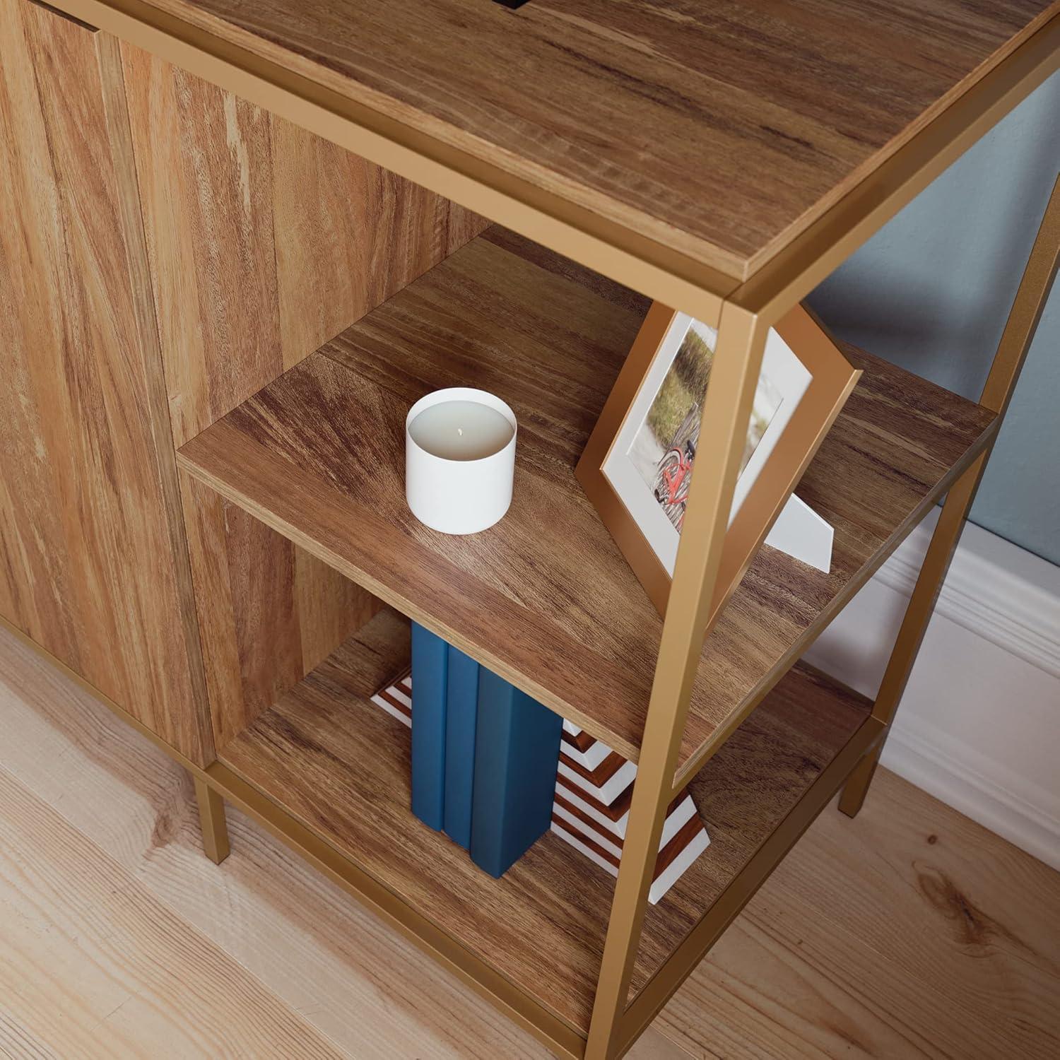 International Lux Modern TV Stand: Adjustable Shelf, Cable Management, Metal Frame - Sauder