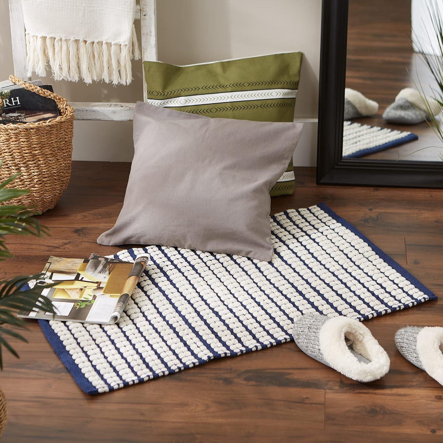 Navy Braided Stripe Rug 50x80cm