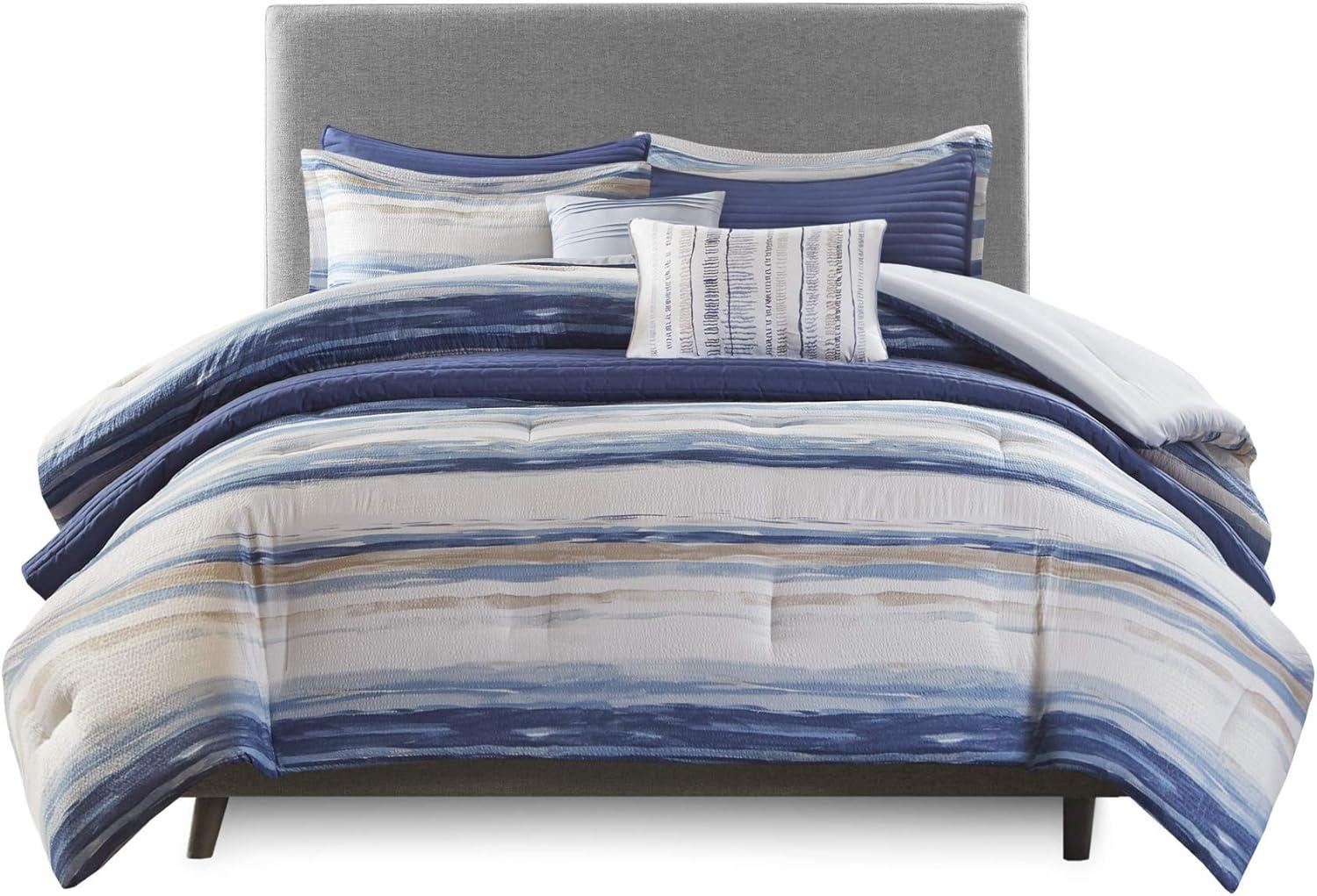 Marina 8 Piece Printed Seersucker Comforter and Quilt Set Collection