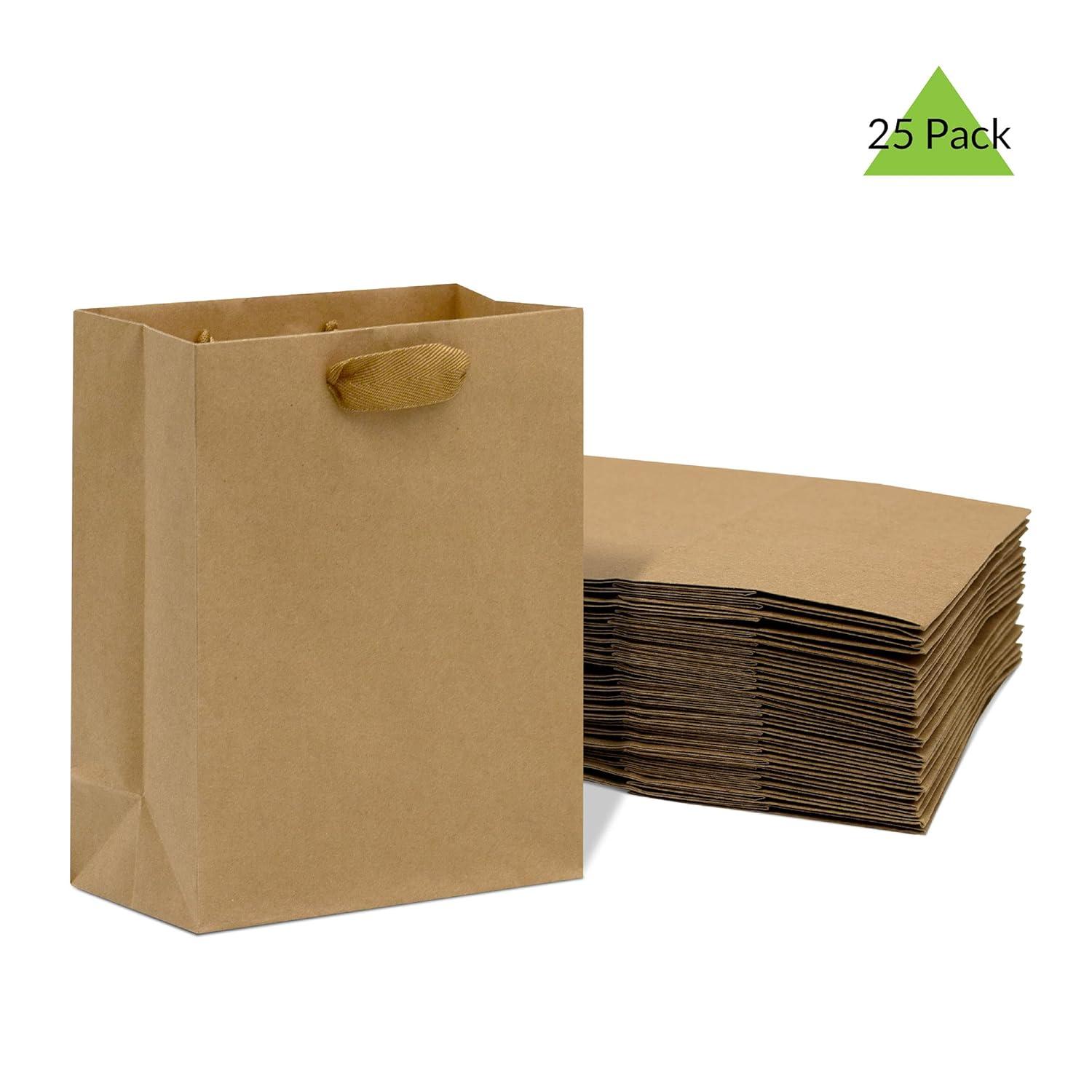 Paper Lunch Bags 25 Lb Brown Paper Bags 25LB Capacity - Kraft Brown Paper Bags, Bakery Bags, Candy Bags, Lunch Bags, Grocery Bags, Craft Bags - #25 Large Lunch Paper Bags by EcoQuality (100, #25)