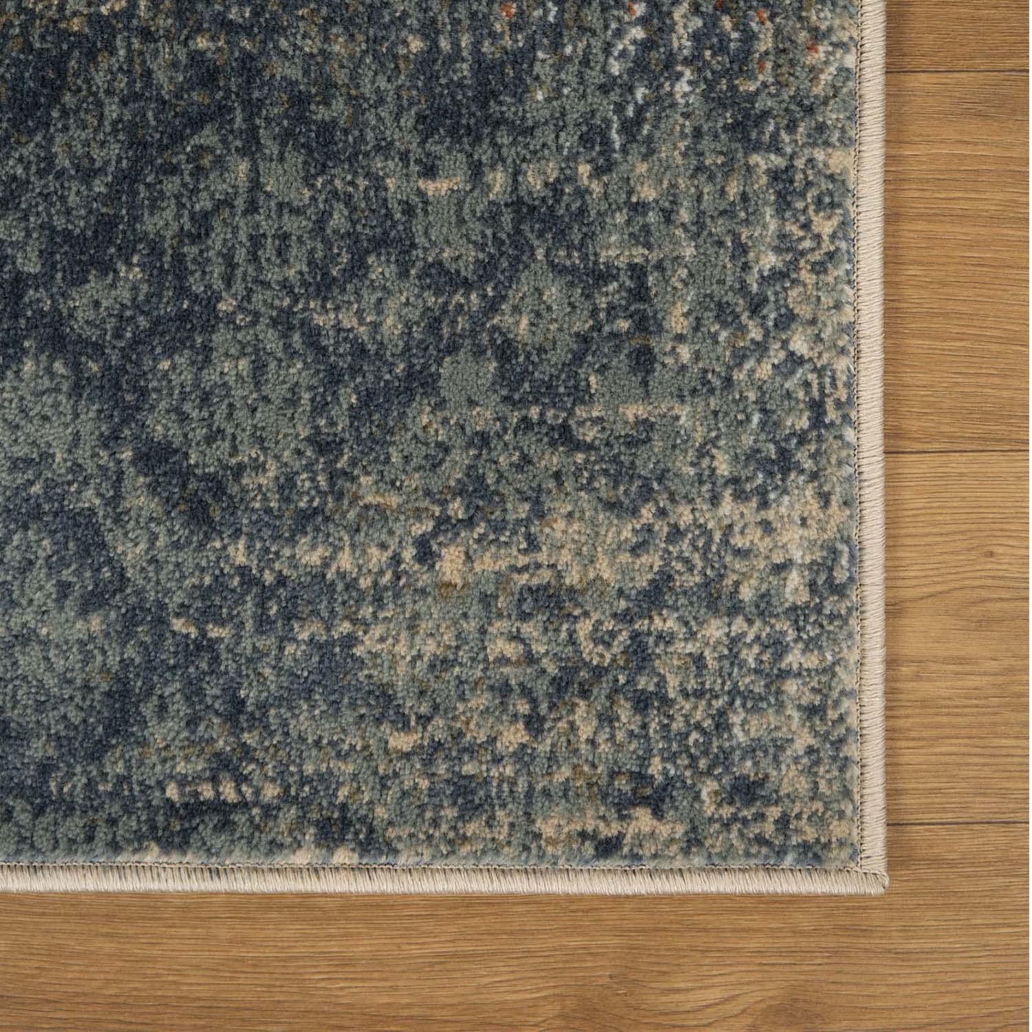 Superior Bristol 8' x 10' Indoor Area Rug, Damask Rugs for Living Room Bedroom, Midnight Navy-Salmon