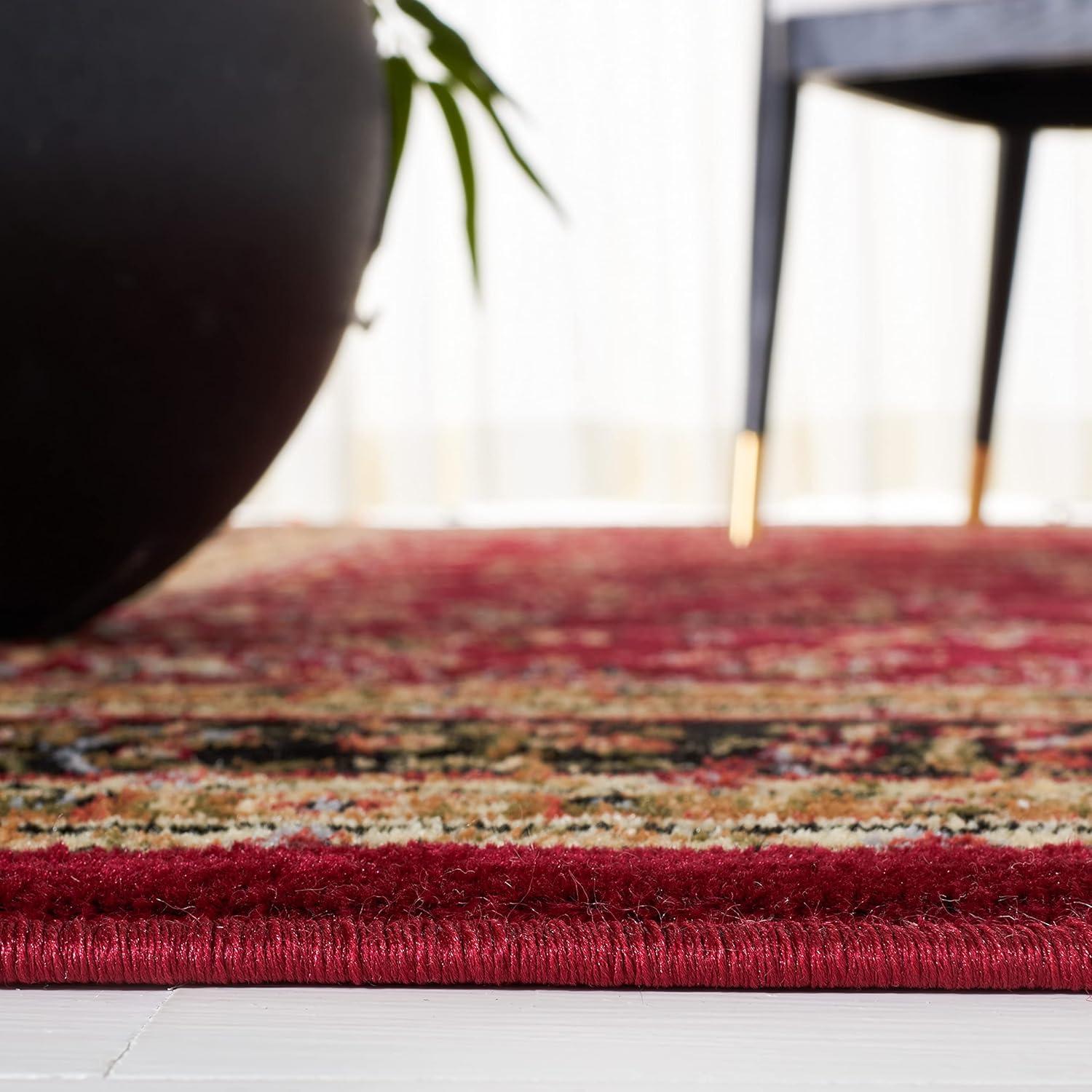 Lyndhurst Sarouk LNH331 Power Loomed Area Rug - Red/Black - 6'x6' - Safavieh