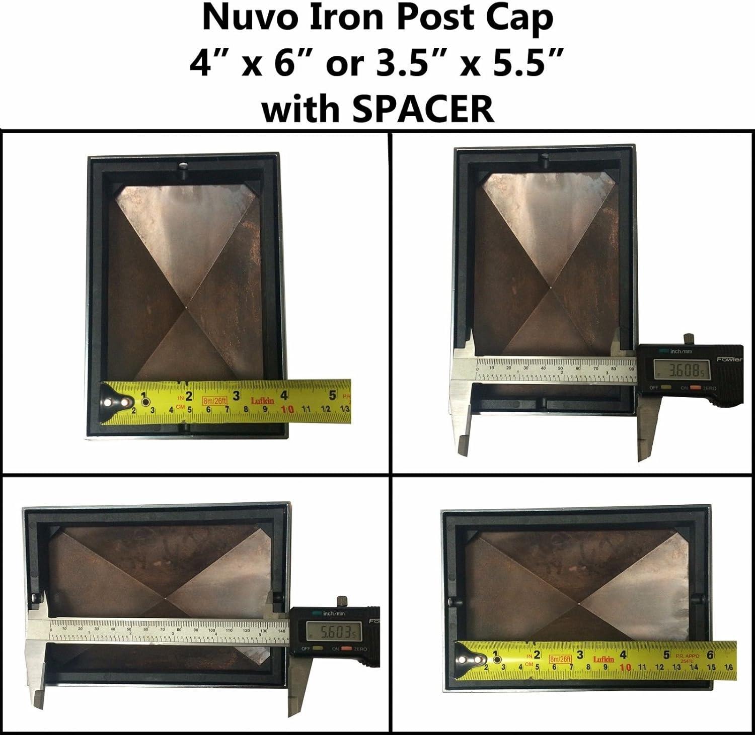 Nuvo Iron Decorative Pyramid Post Cap for 3.5" x 5.5" / 4" x 6" Posts - Black