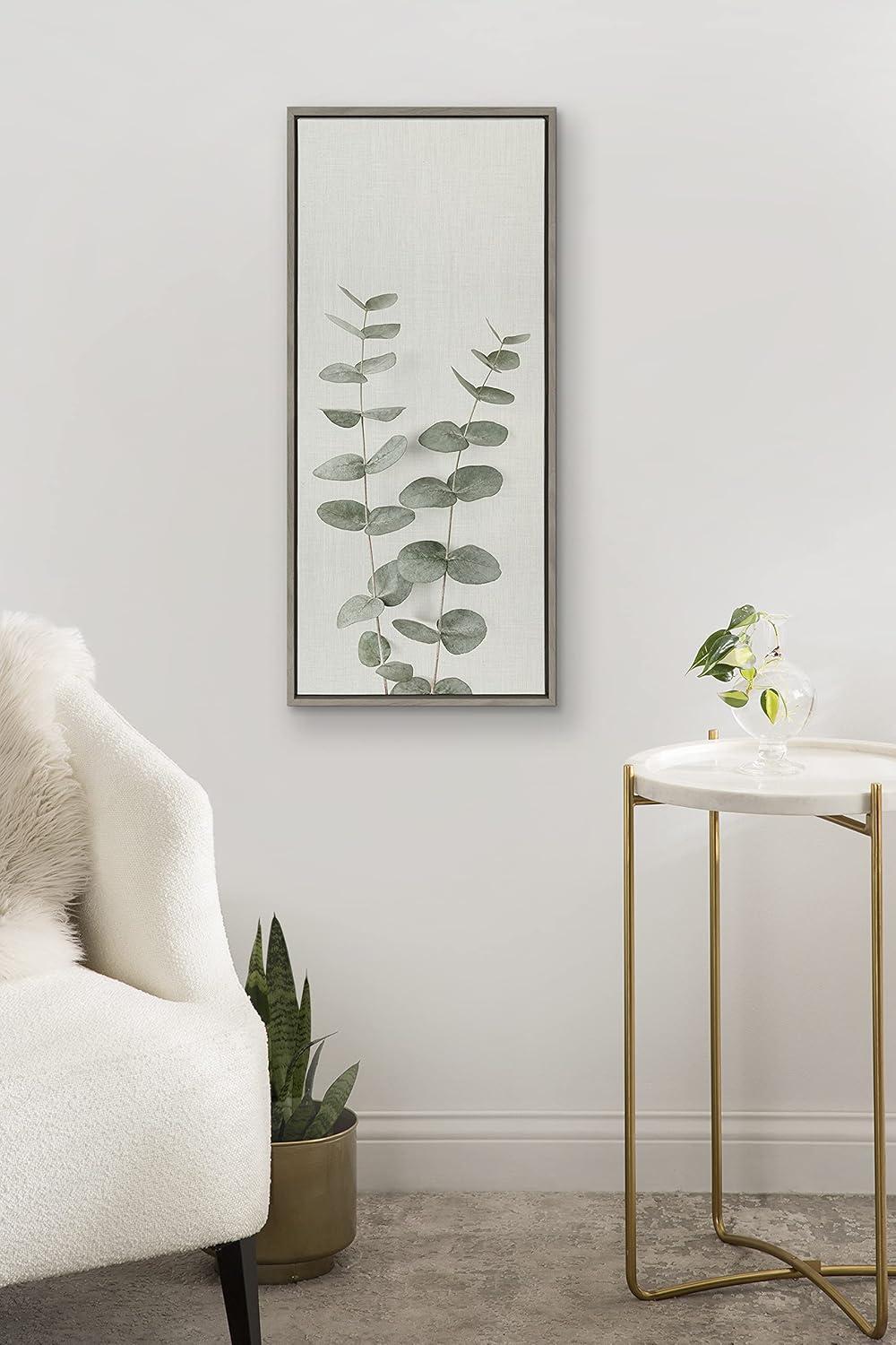 18" x 40" Sylvie Eucalyptus Botanical II by The Creative Bunch Studio Framed Wall Canvas Gray - Kate & Laurel All Things Decor