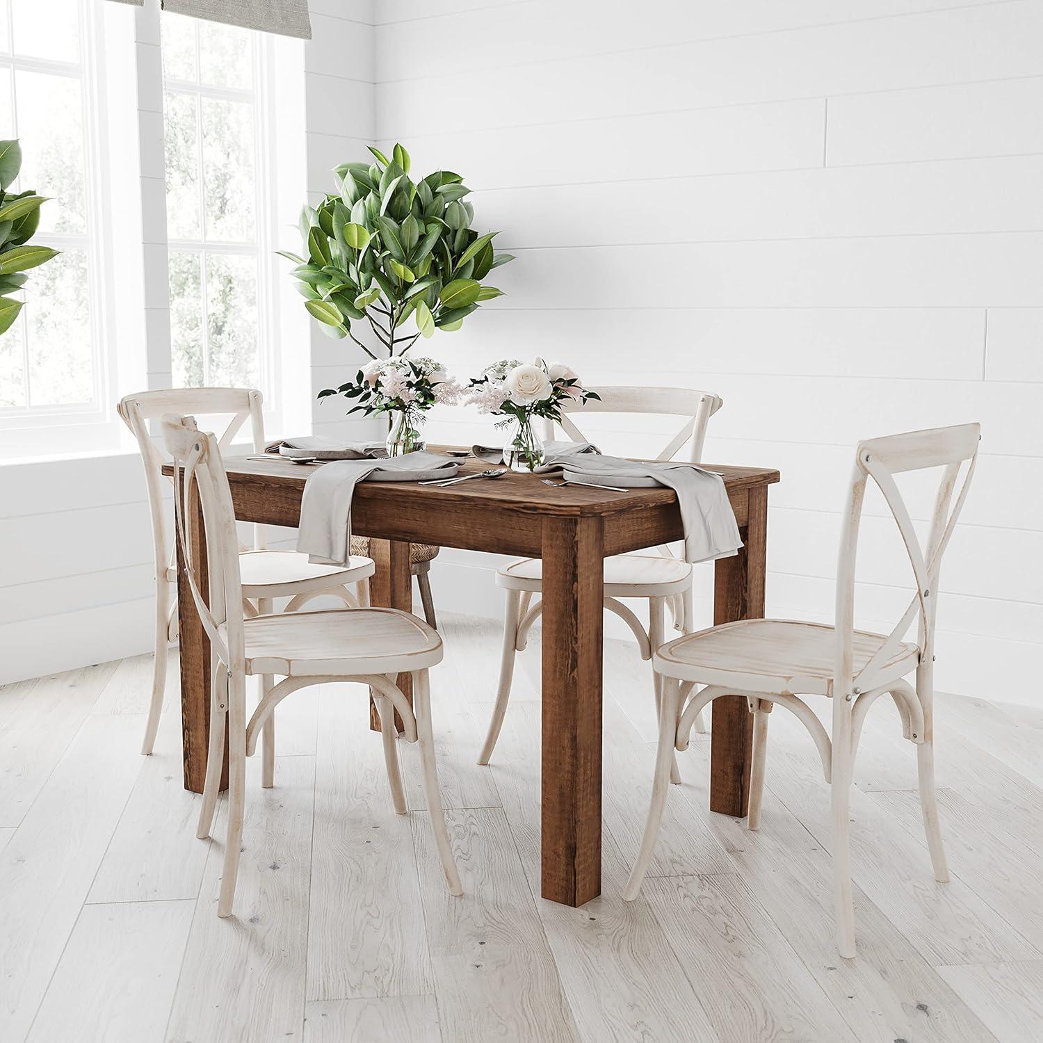 Merrick Lane Rectangular Antique Solid Pine Farm Dining Table