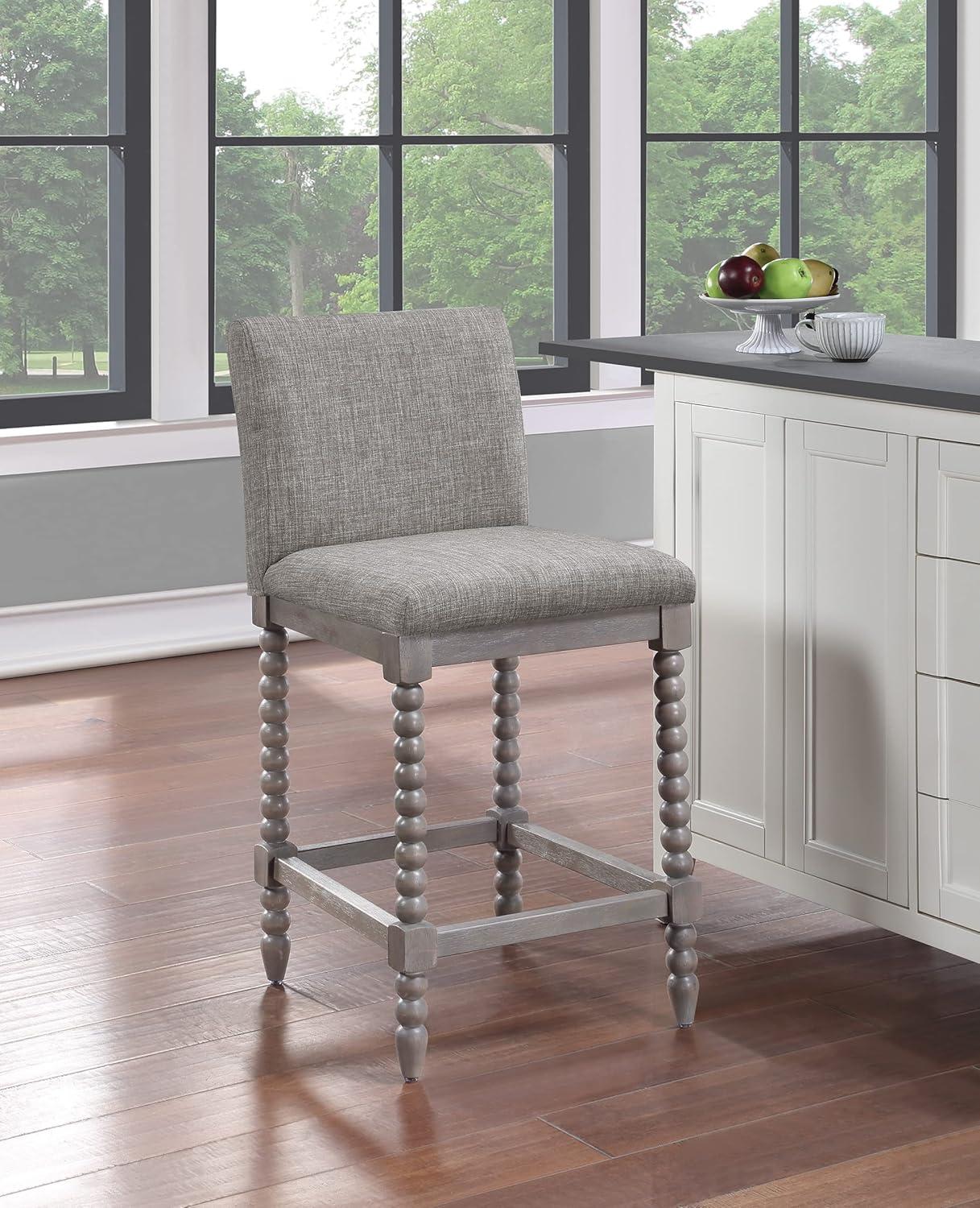 Abbott 26" Spindle Counter Stool with Brushed Gray Frame and Dove Gray Fabric