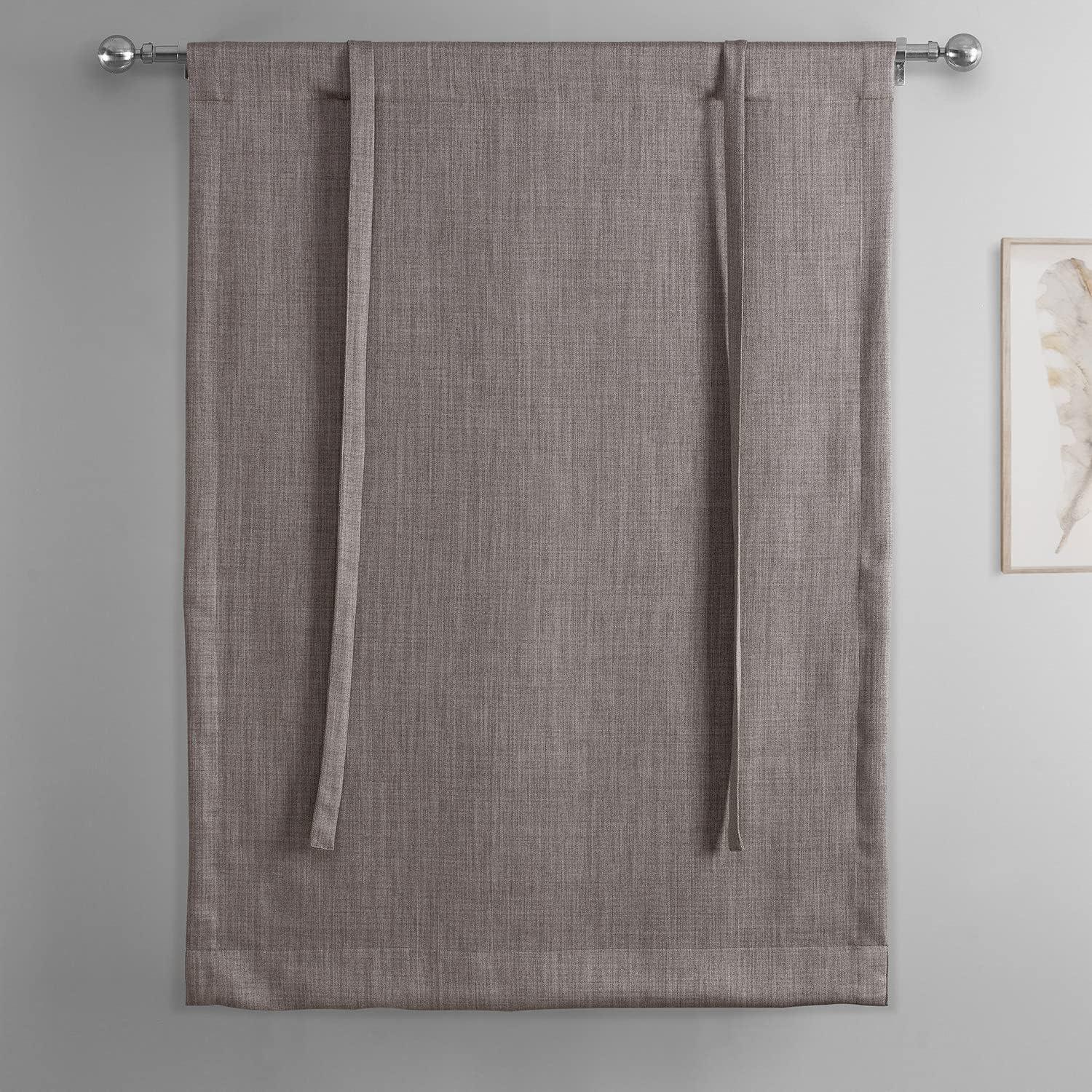 Exclusive Fabrics  Faux Linen Room Darkening Tie-Up Window Shade (1 Panel) 46 X 63 - Mink