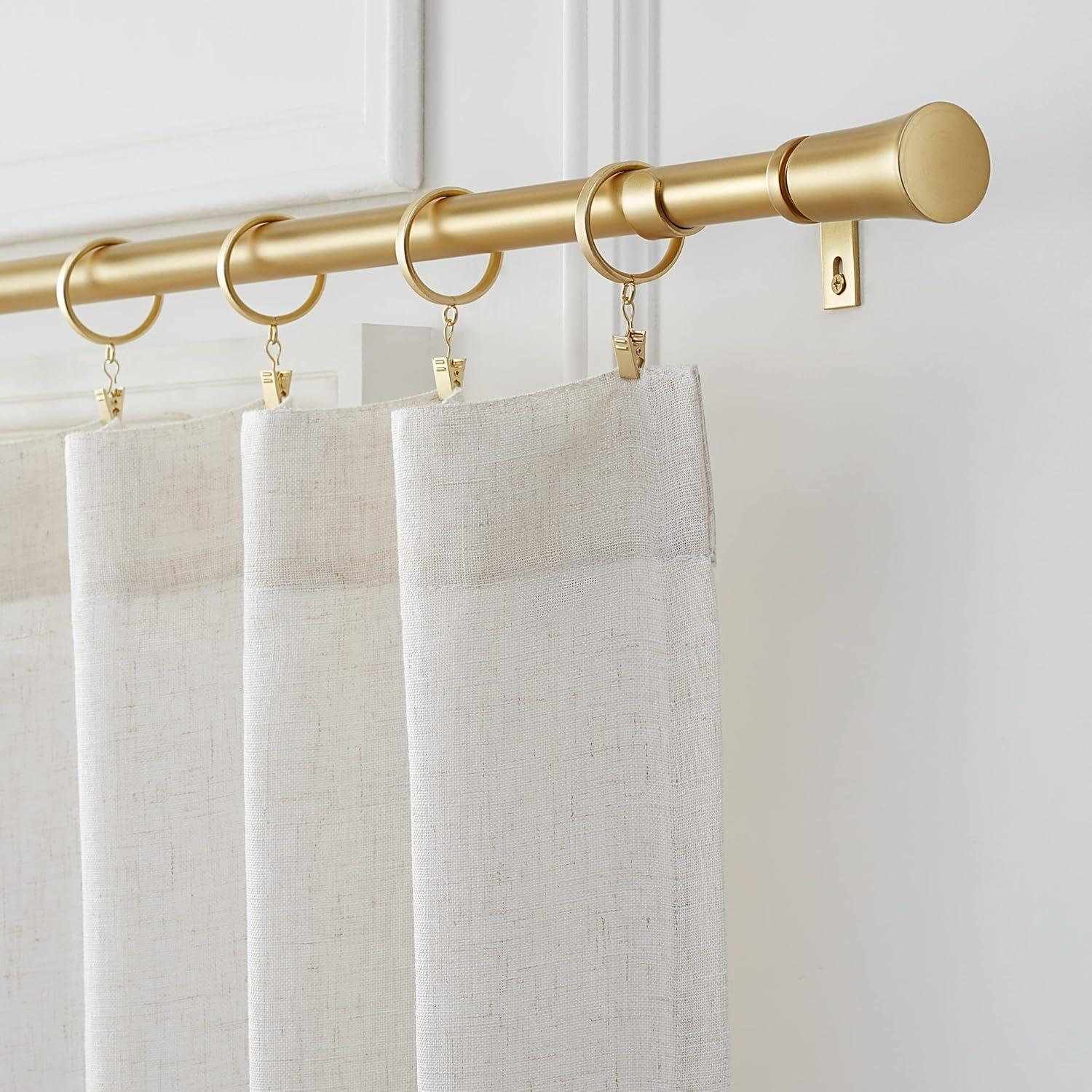 Brushed Gold Adjustable Steel Curtain Rod with Fluted Finials