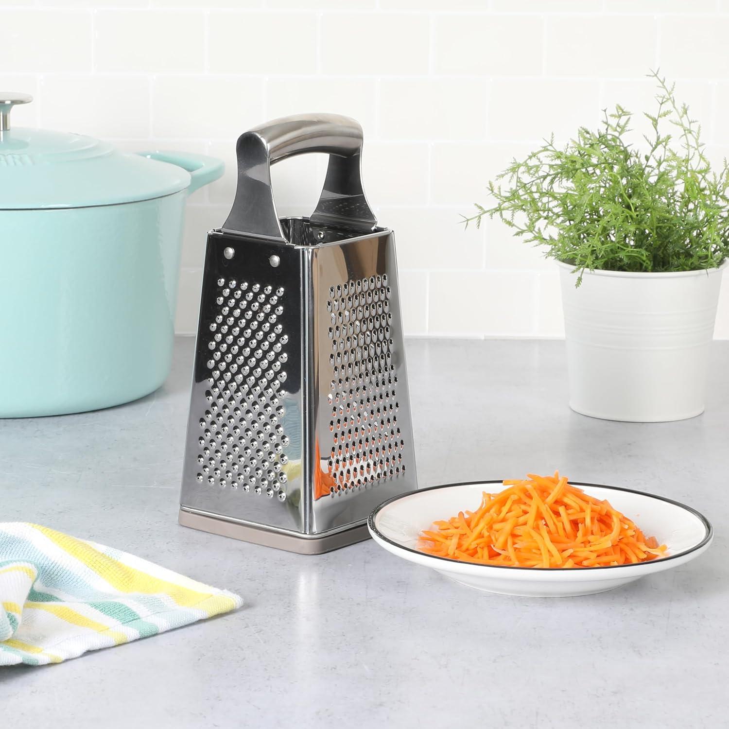 Stainless Steel 4-Sided Box Grater with Non-Slip Base