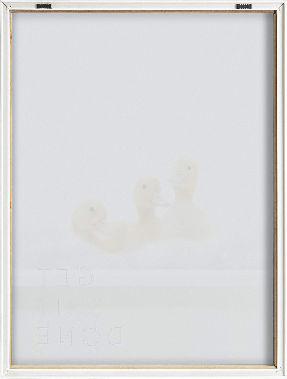 Kate & Laurel All Things Decor 18" x 24" Blake Bathroom Bubble Bath 3 Ducks by The Creative Bunch Studio Framed Printed Glass Natural