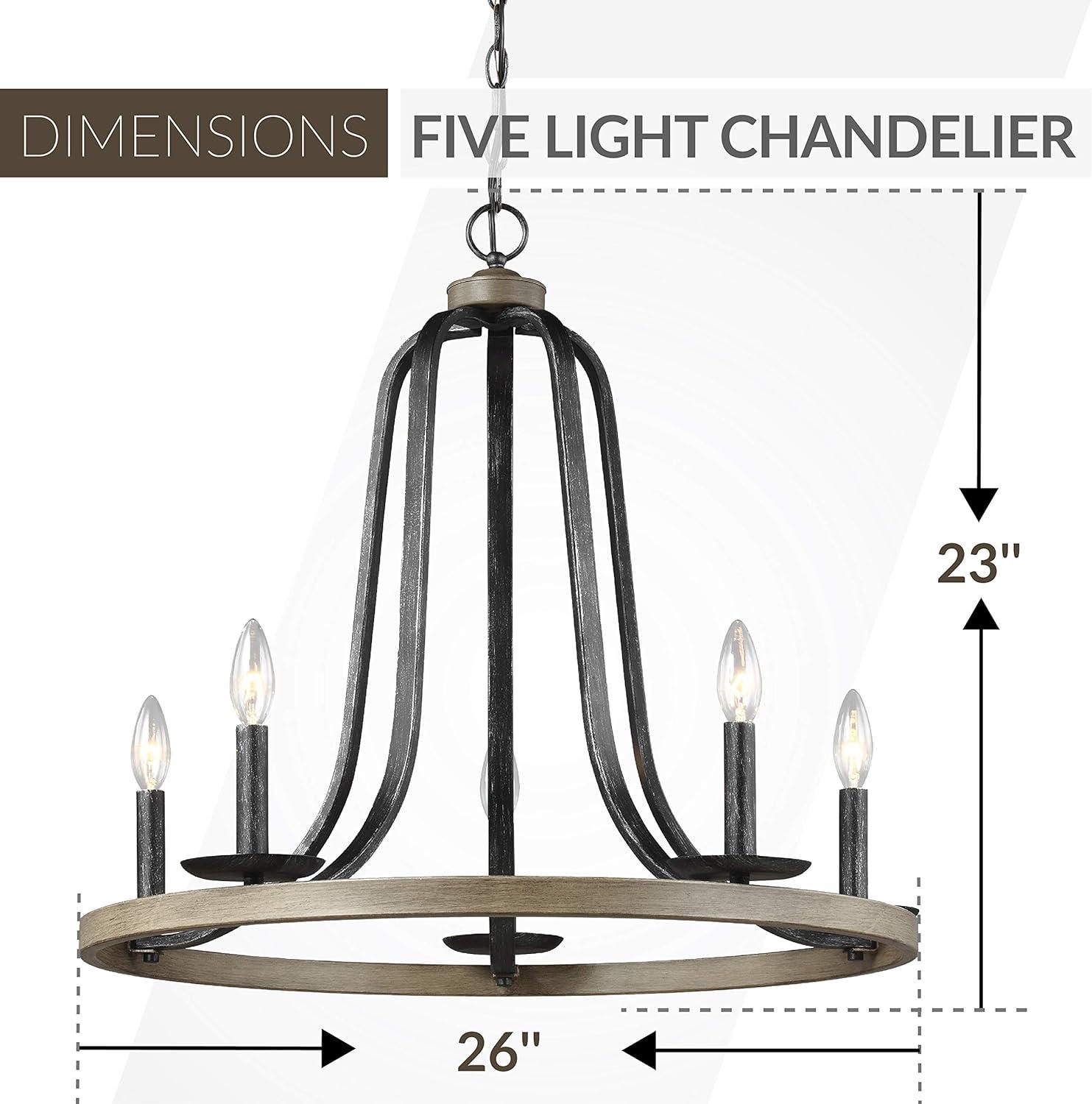 Conal Gray Metal 5-Light Outdoor Candle Chandelier