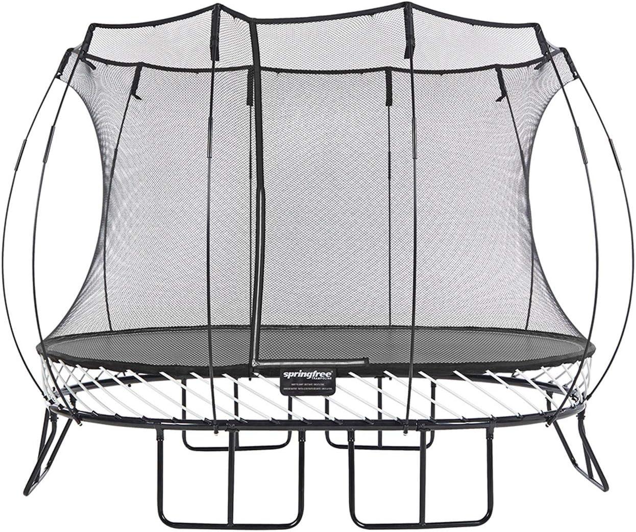 Goba Sports Springfree Outdoor 8 x 13 Ft Trampoline, Enclosure, Hoop Game, and Step Ladder (Set of 3)