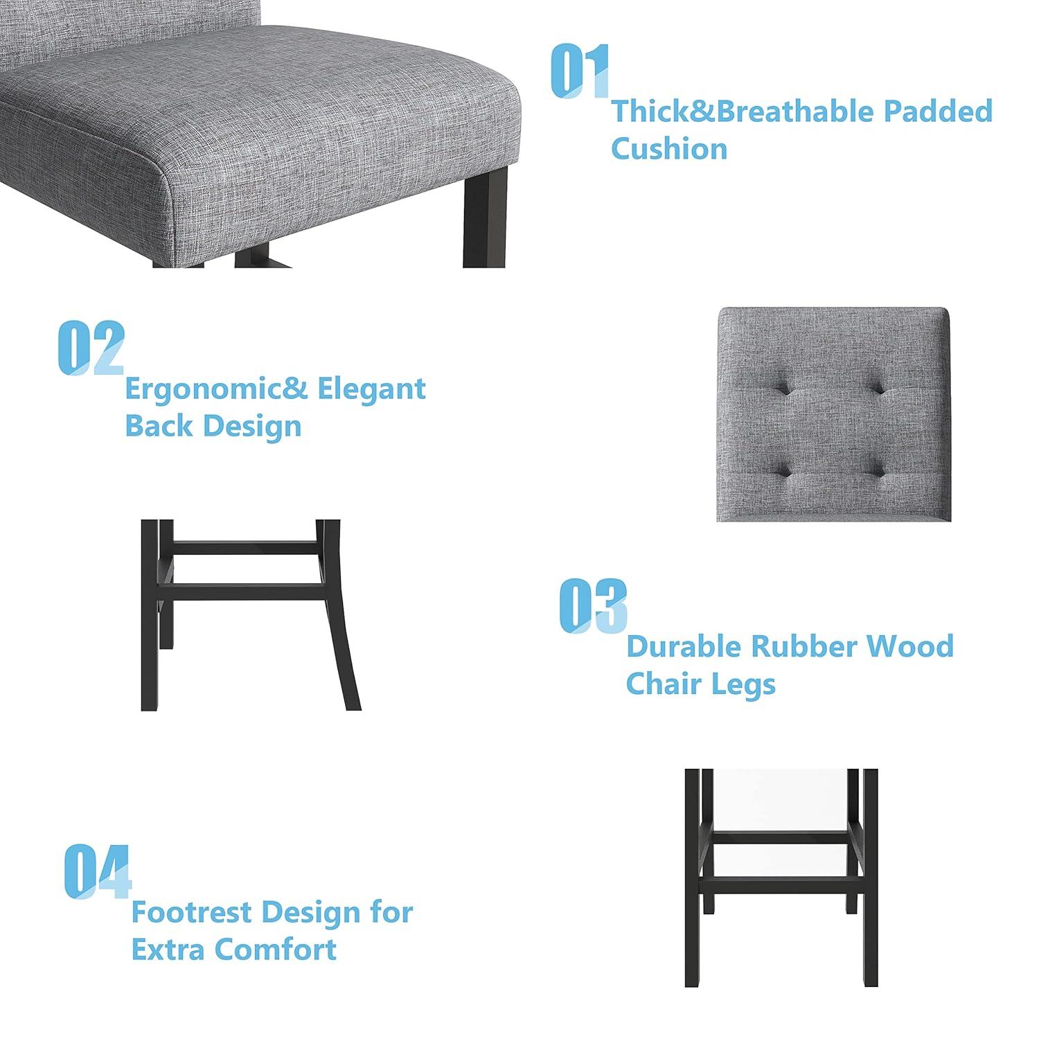 5-Piece Counter Height Dining Set, Includes 1 Solid Wood Table and 4 Upholstered High-Back Chairs w/Footrest for Kitchen, Diningroom, Living Room, Easy to Assemble