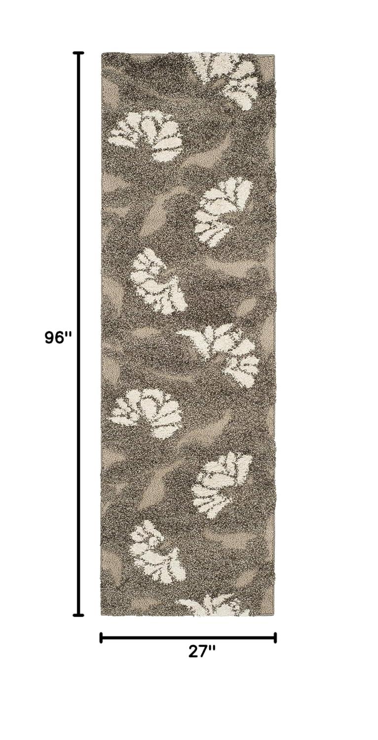 Florida Shag SG459 Power Loomed Indoor Runner Rug - Smoke/Beige - 2'3"x8' - Safavieh