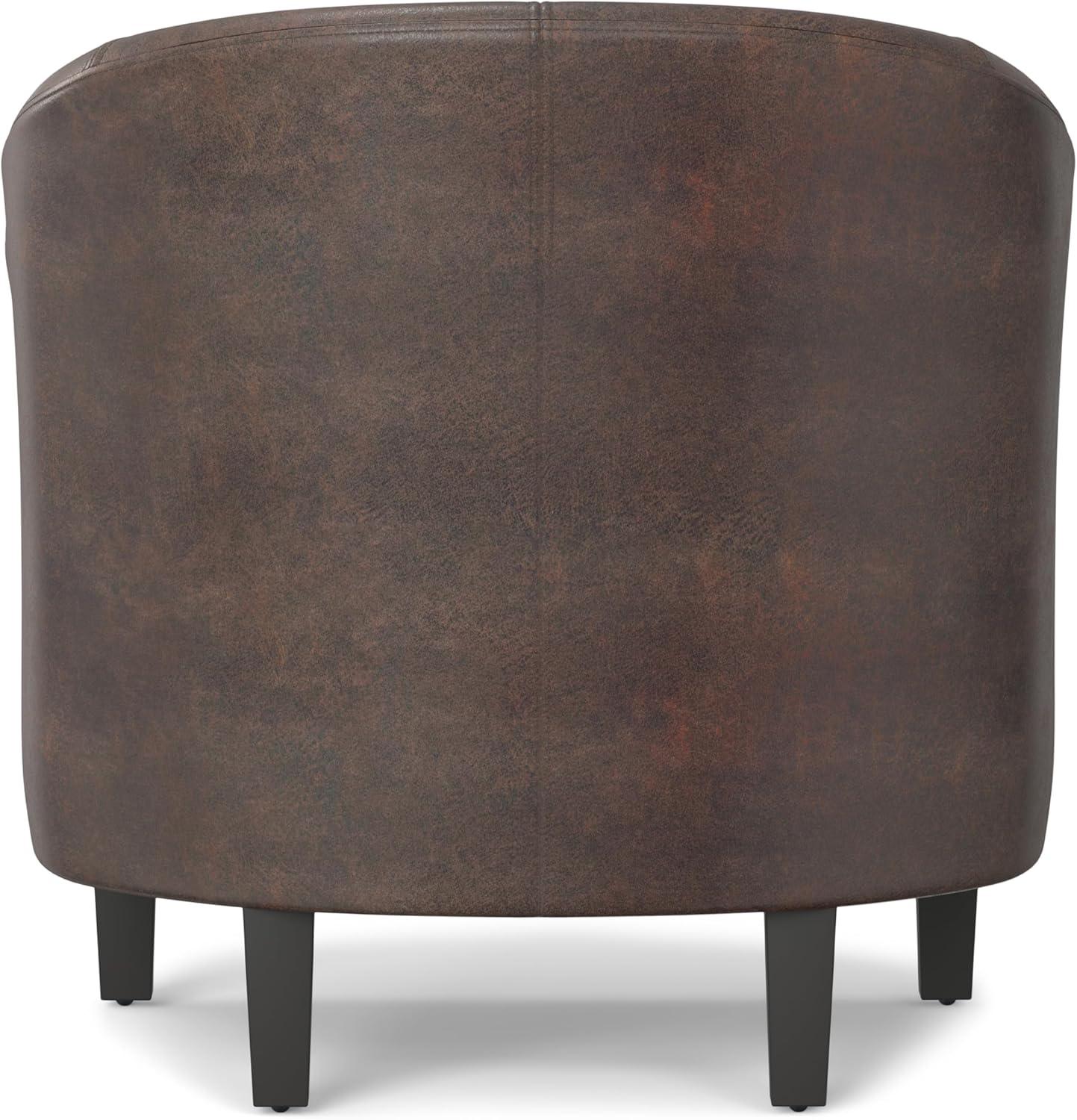 Simpli Home Austin 30"W Upholstered Vegan Faux Leather Contemporary Tub Accent Chair with High Arms and Deep Seat