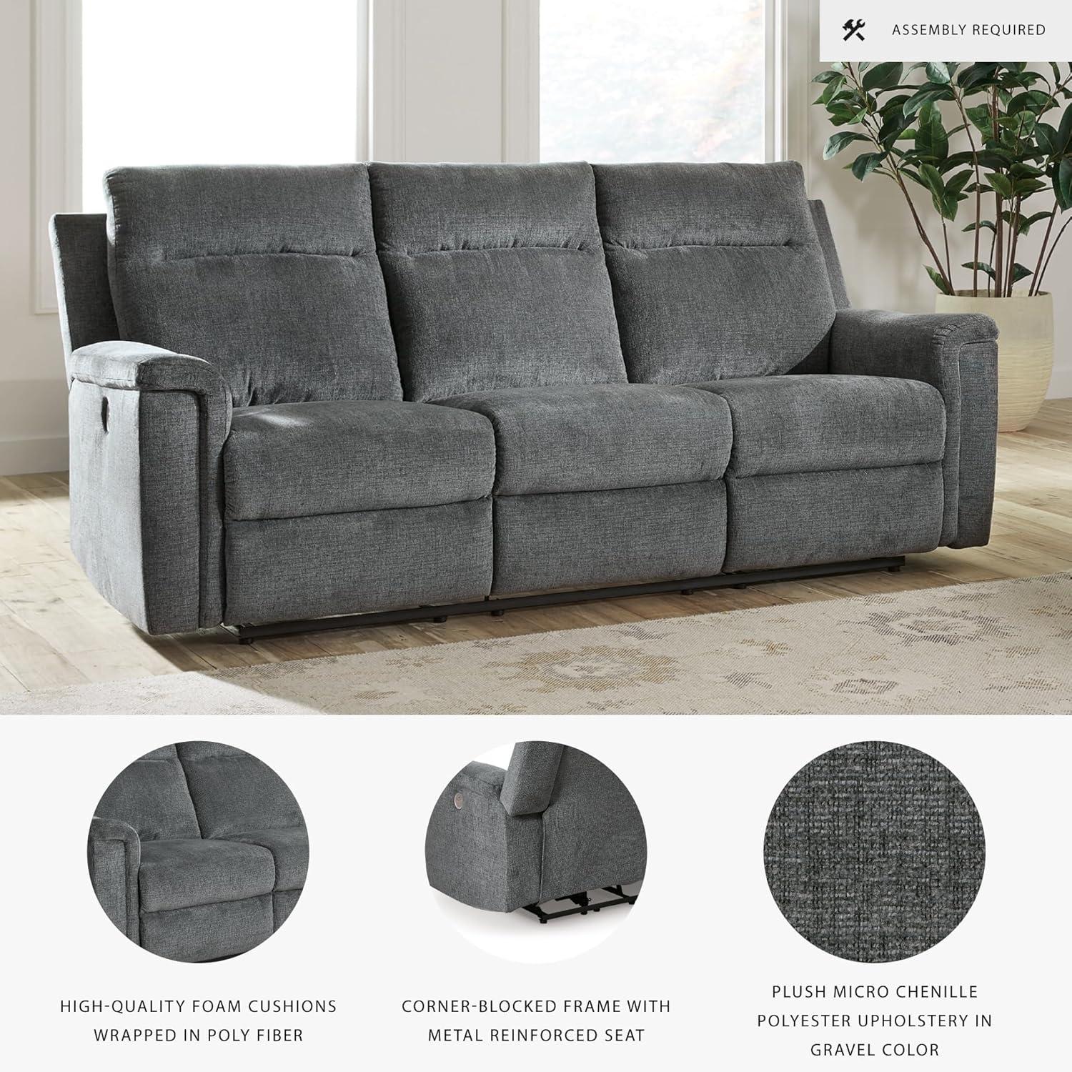Gray Fabric Power Reclining Sectional Sofa