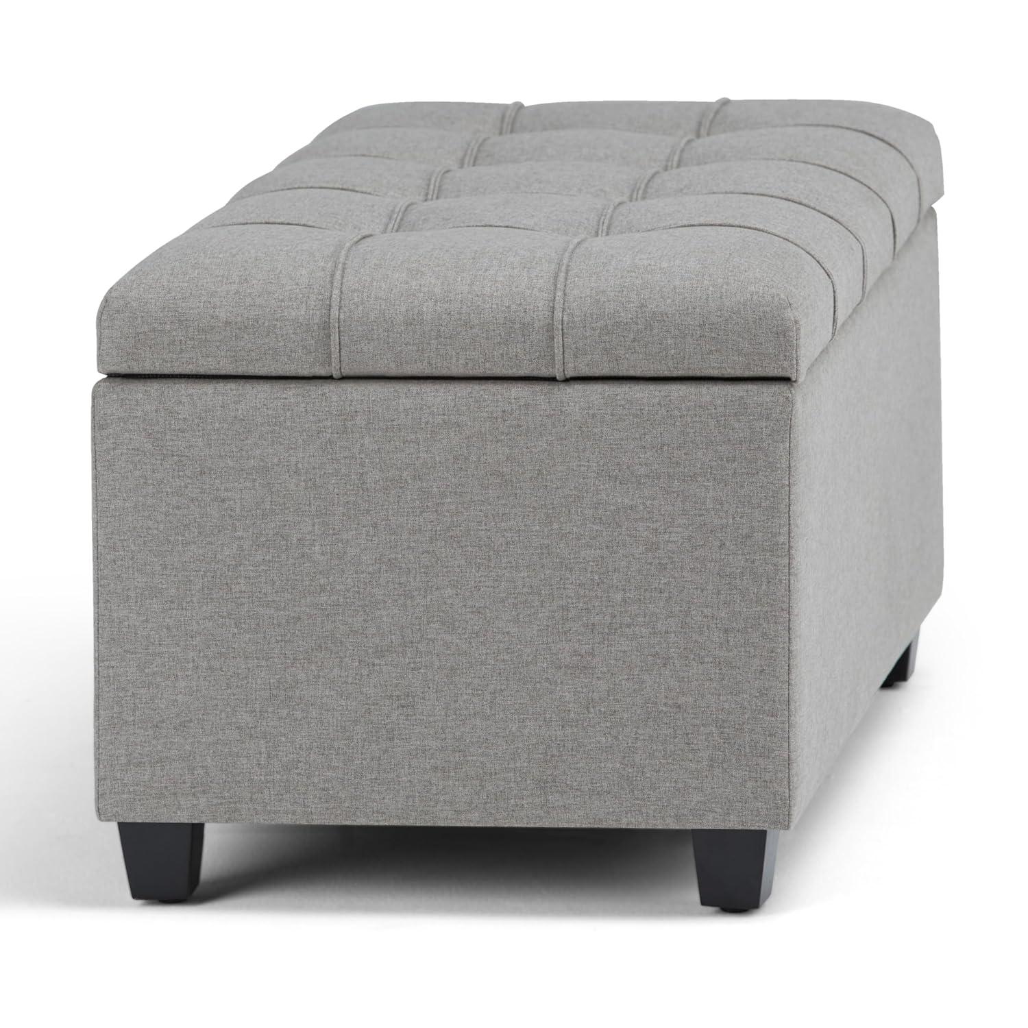 Simpli Home Sienna 33"W Upholstered Storage Ottoman Bench with Lift-Up Tufted Top