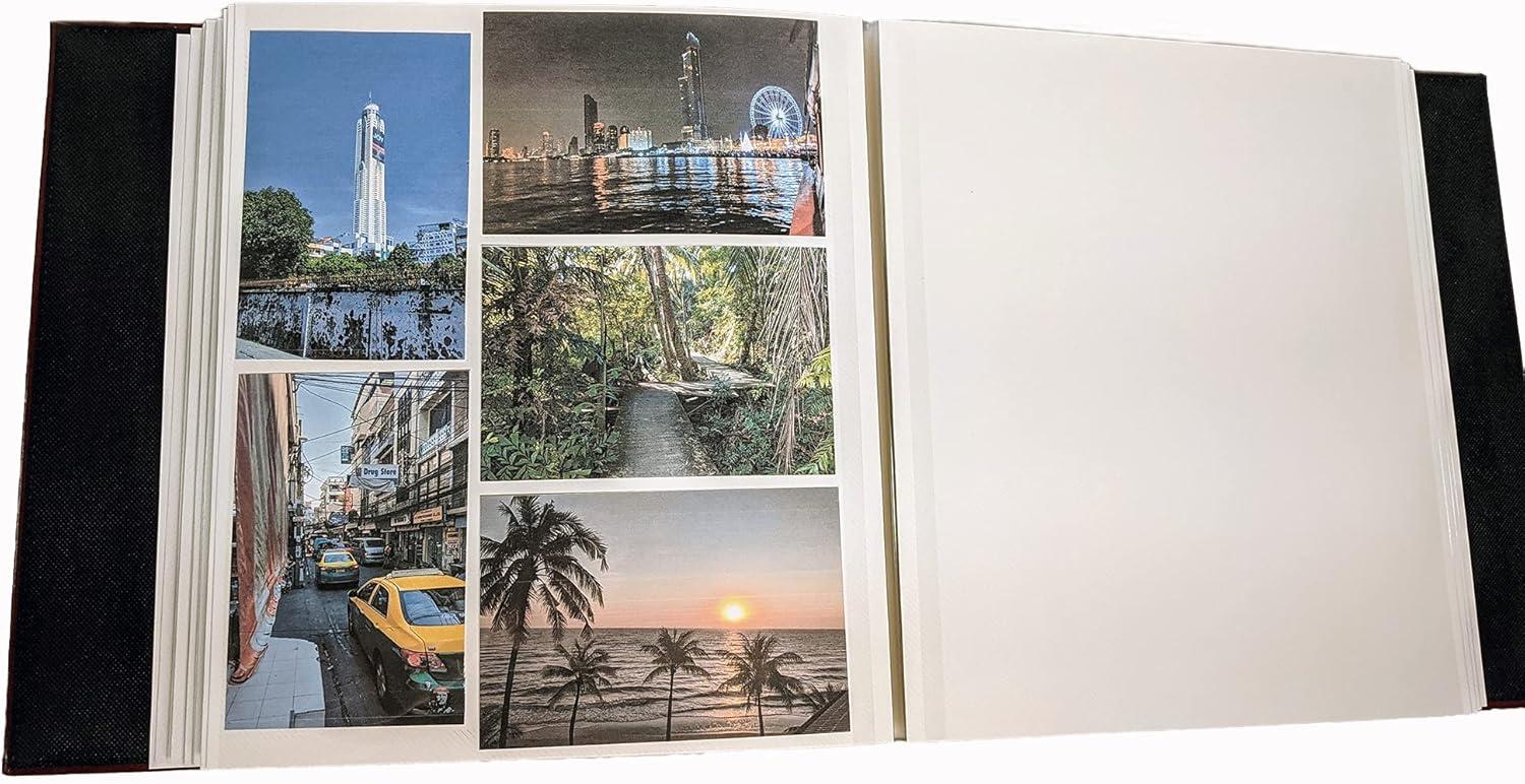 BEACHWATER POOL & SPA, LLC Photo Album Self Adhesive, 100 Pages 50 Sheets, Self Stick Sheet, Scrapbook, Picture Book, 4X6, 5X7, 8X10, 8-1/2X11, Replaceable Pages