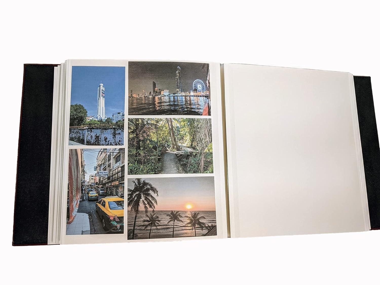 BEACHWATER POOL & SPA, LLC Photo Album Self Adhesive, 100 Pages 50 Sheets, Self Stick Sheet, Scrapbook, Picture Book, 4X6, 5X7, 8X10, 8-1/2X11, Replaceable Pages