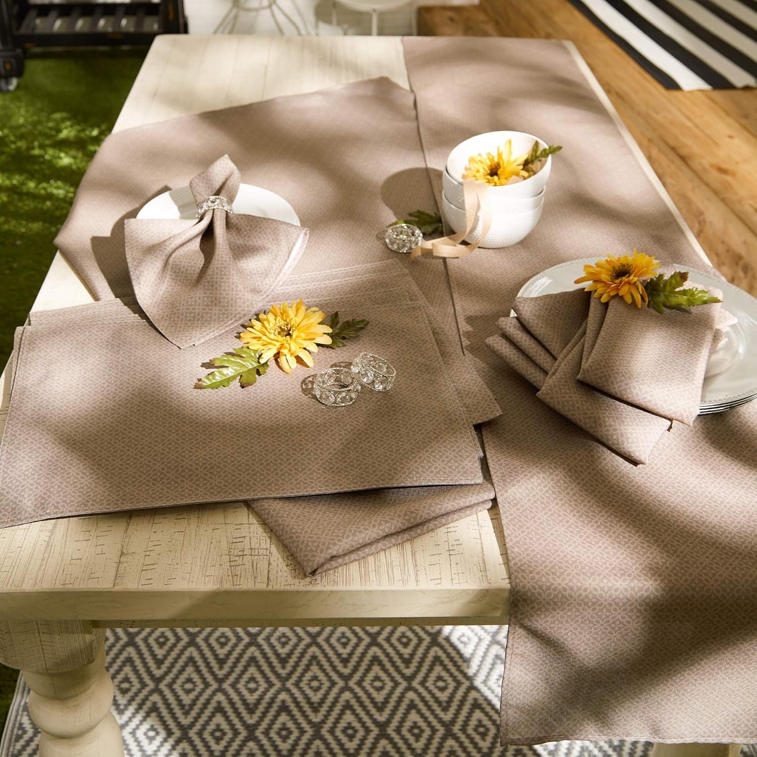 Stone Gray Polyester Lattice Print Outdoor Tablecloth 60" x 120"