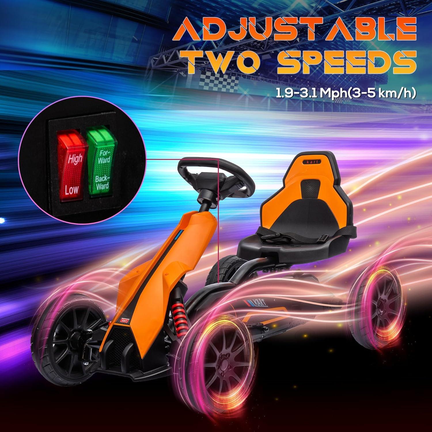 12V Orange Electric Go-Kart with EVA Wheels