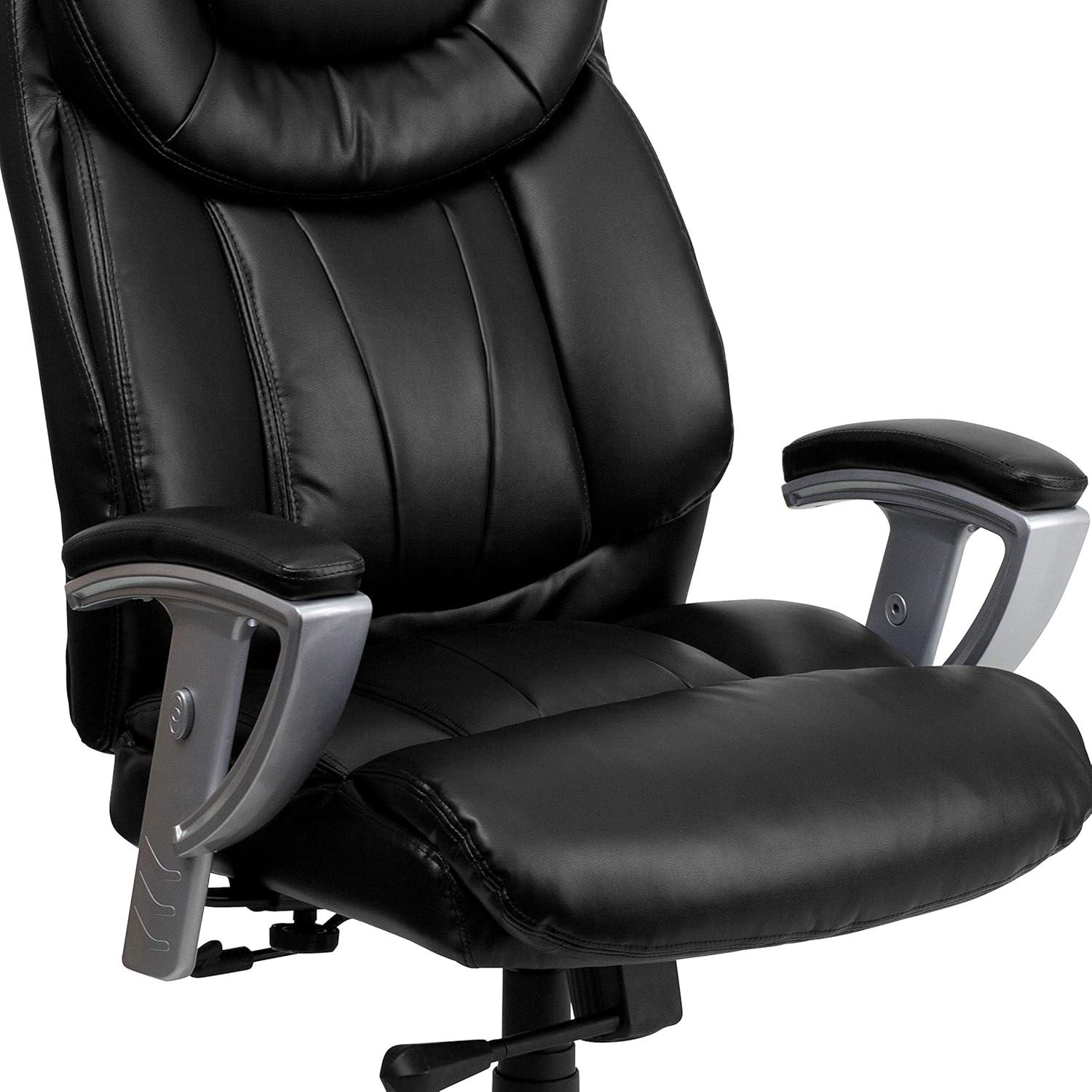 Flash Furniture HERCULES Series Big & Tall 400 lb. Rated Black LeatherSoft Executive Ergonomic Office Chair with Silver Adjustable Arms