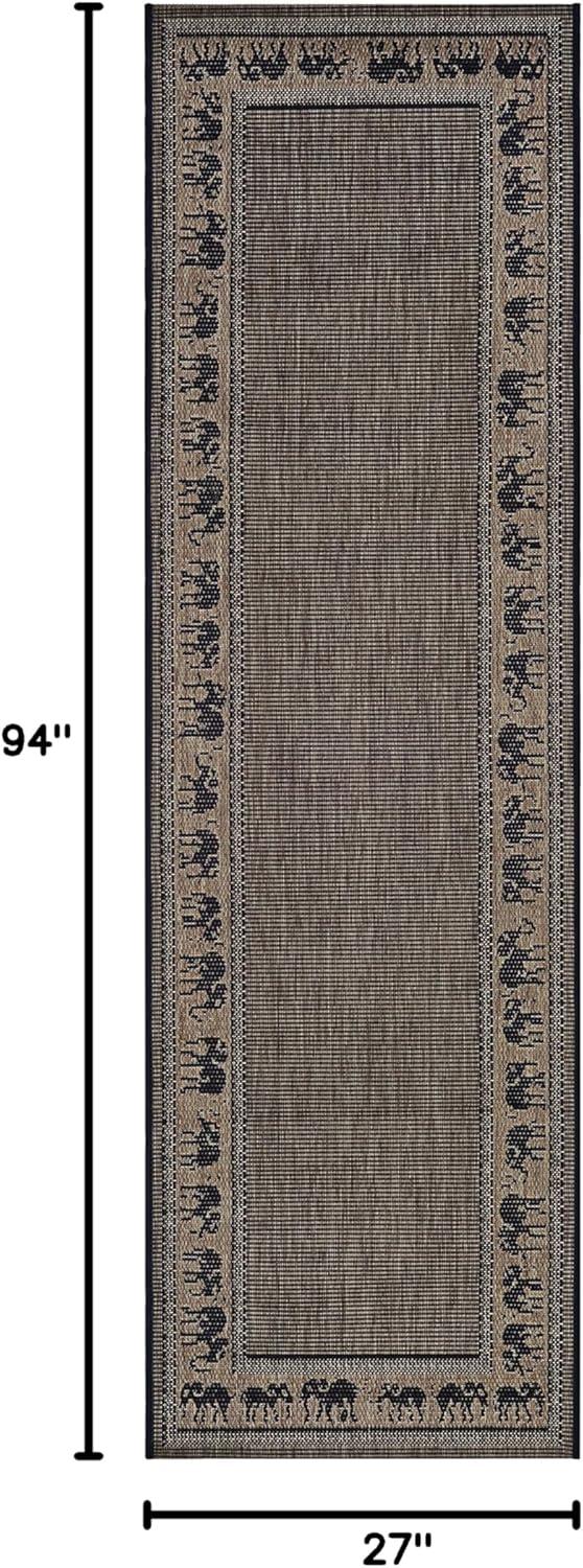 Couristan Elephant Area Rug, Cocoa/Black ,Runner, 2'3" x 7'10"