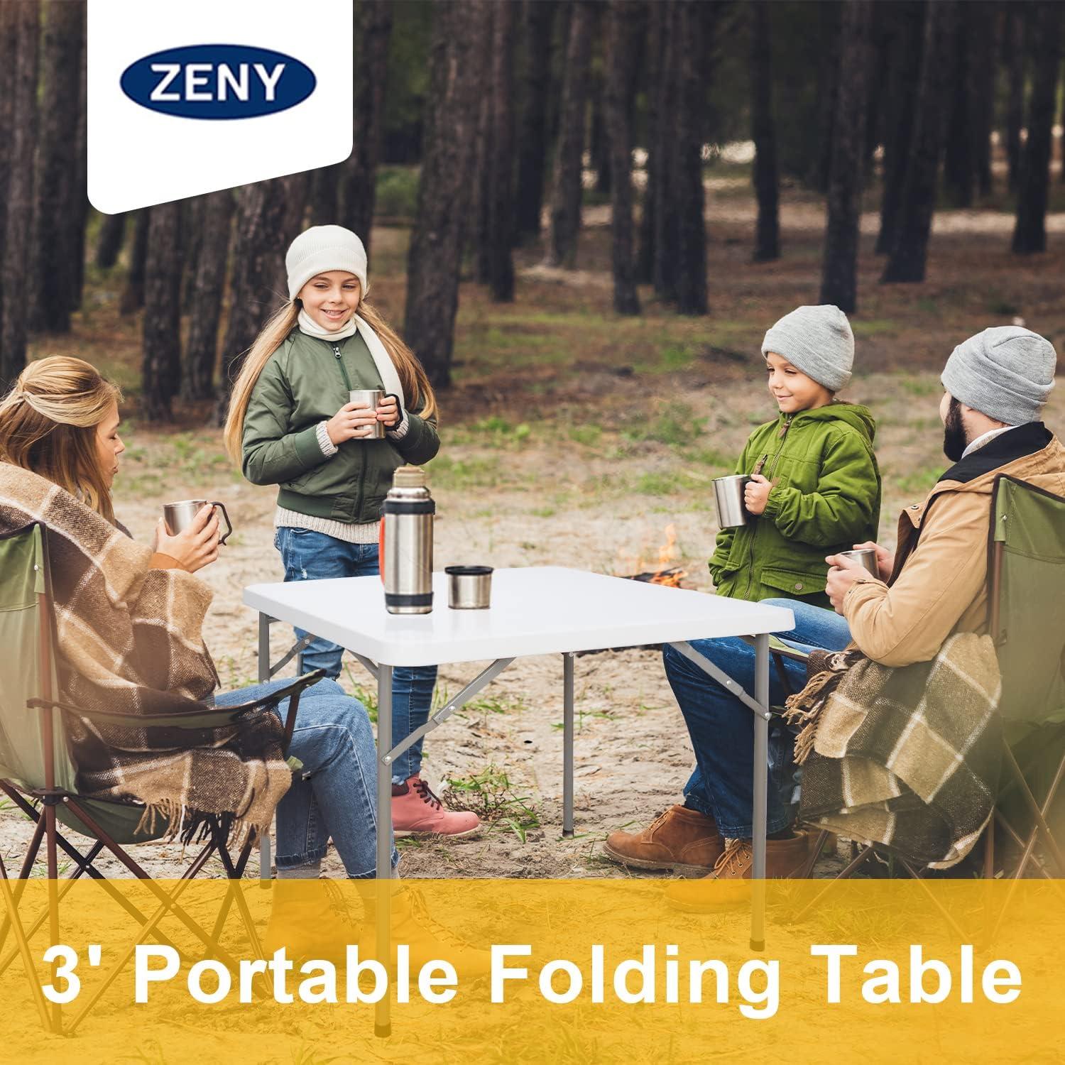 White 3-Foot Portable Folding Table with Steel Legs