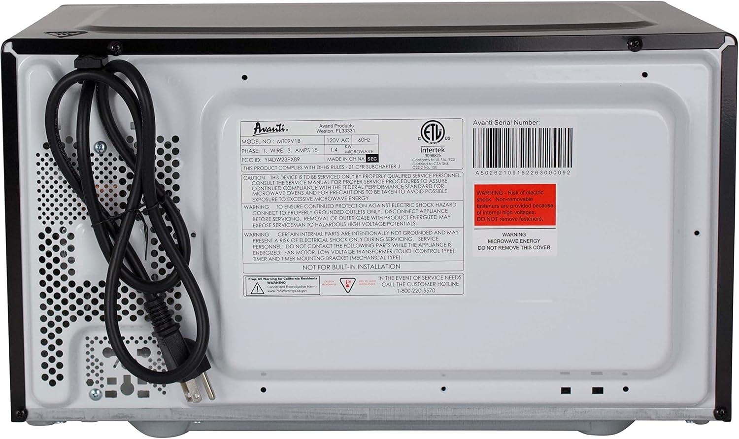 Avanti Products Avanti Countertop Microwave Oven, 0.9 cu. ft. MT09V1B