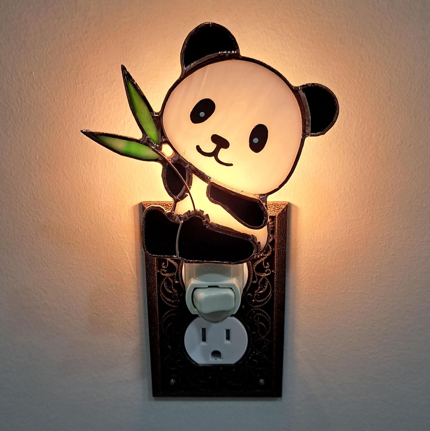 Gift Essentials Night Light Stained Glass White Panda Nightlight Incandescent Light Bulb