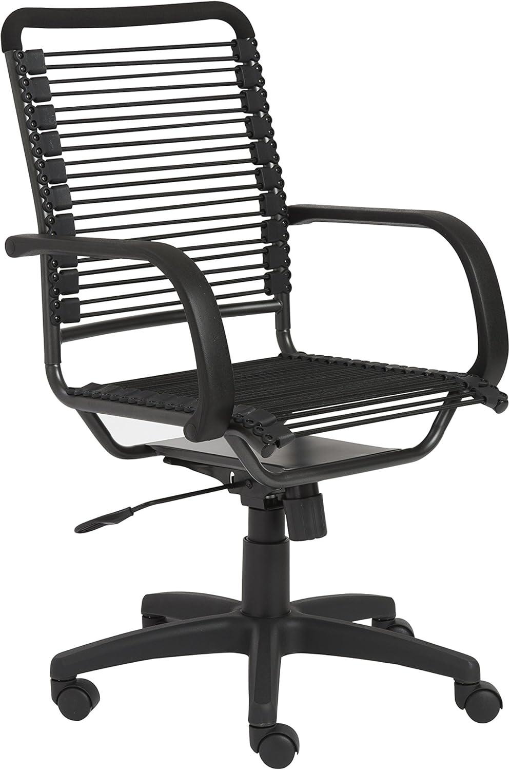 Graphite Black Metal Swivel Bungee Office Chair with High Back