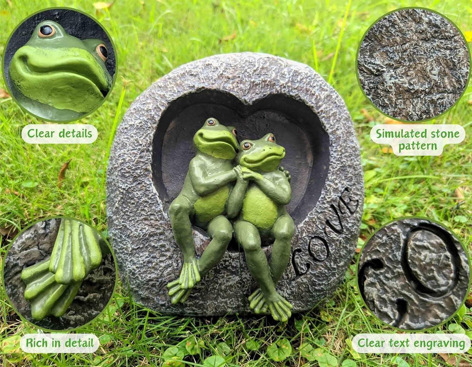 7.09”H Lover Frog Statues for Garden-Resin Frogs Couple Figurines , Frog Outdoor Decor Lawn