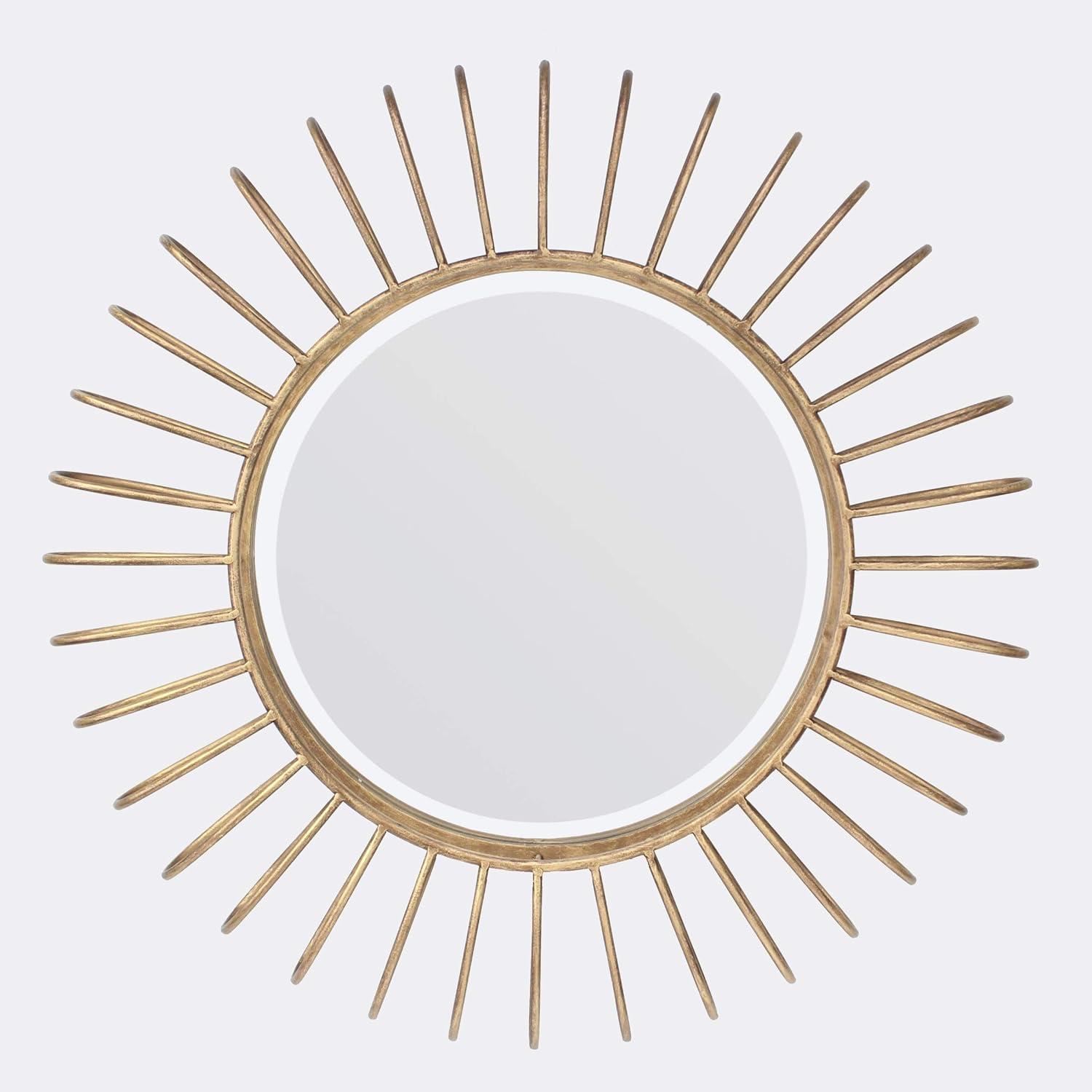 24" Metal Sunburst Round Hanging Wall Mirror Gold - Stonebriar Collection