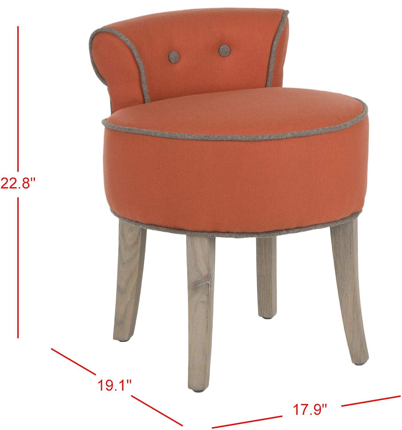 Safavieh Home Collection Georgia Burnt Orange and Distressed Grey Petite Vanity Stool