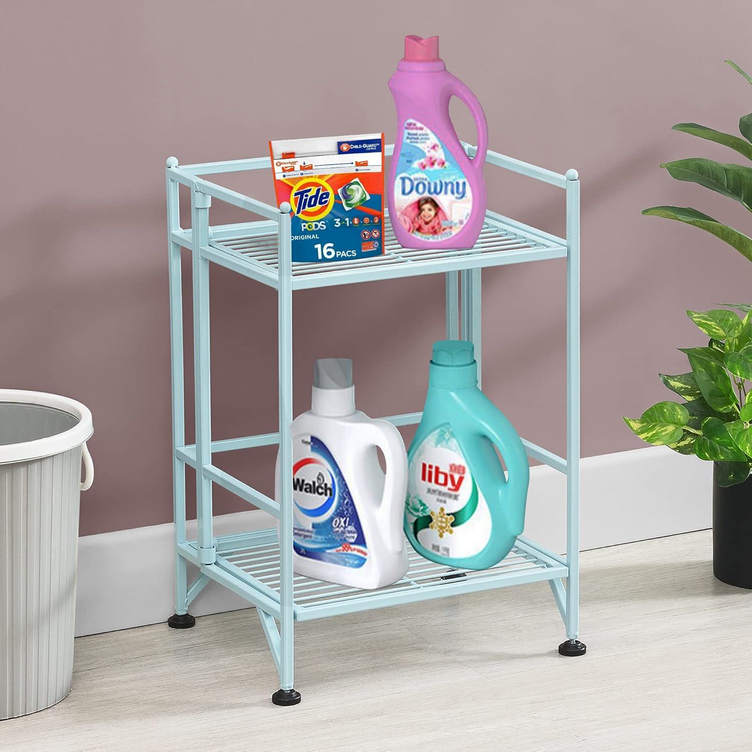 Convenience Concepts Xtra Storage 2 Tier Folding Metal Shelf, Sea Foam