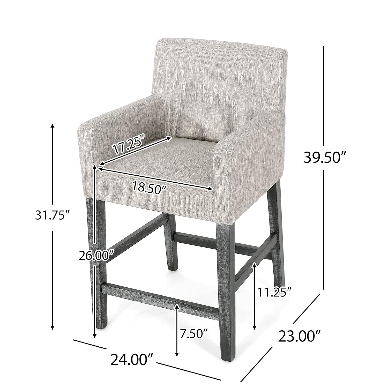 Christopher Knight Home Armga Fabric Upholstered Wood 26 inch Counter Stools (Set of 2) by  Light Gray