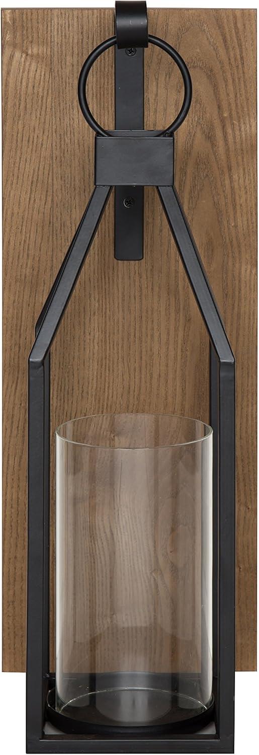 Kate and Laurel Oakly Rectangle Wood Wall Sconce, 7x18, Gray