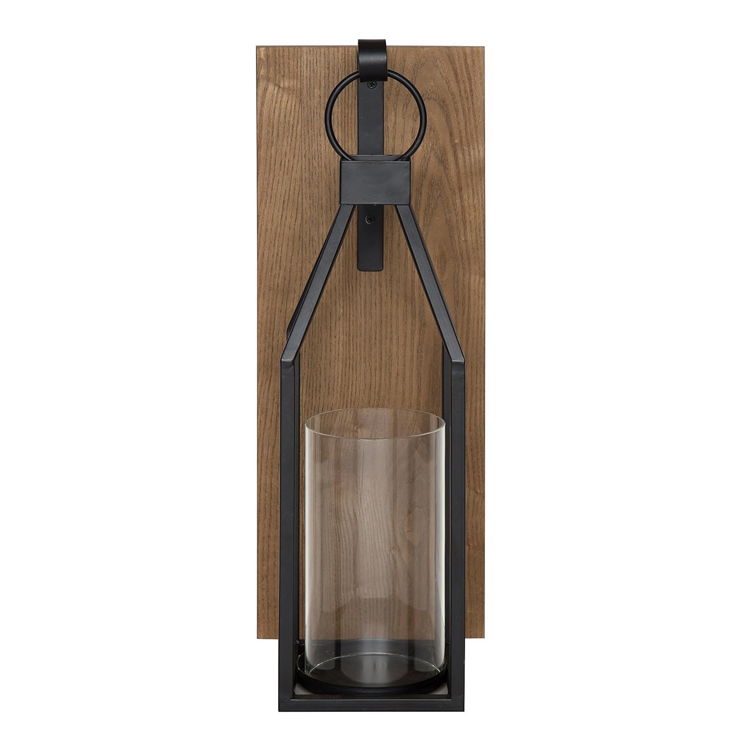 Kate and Laurel Oakly Rectangle Wood Wall Sconce, 7x18, Gray