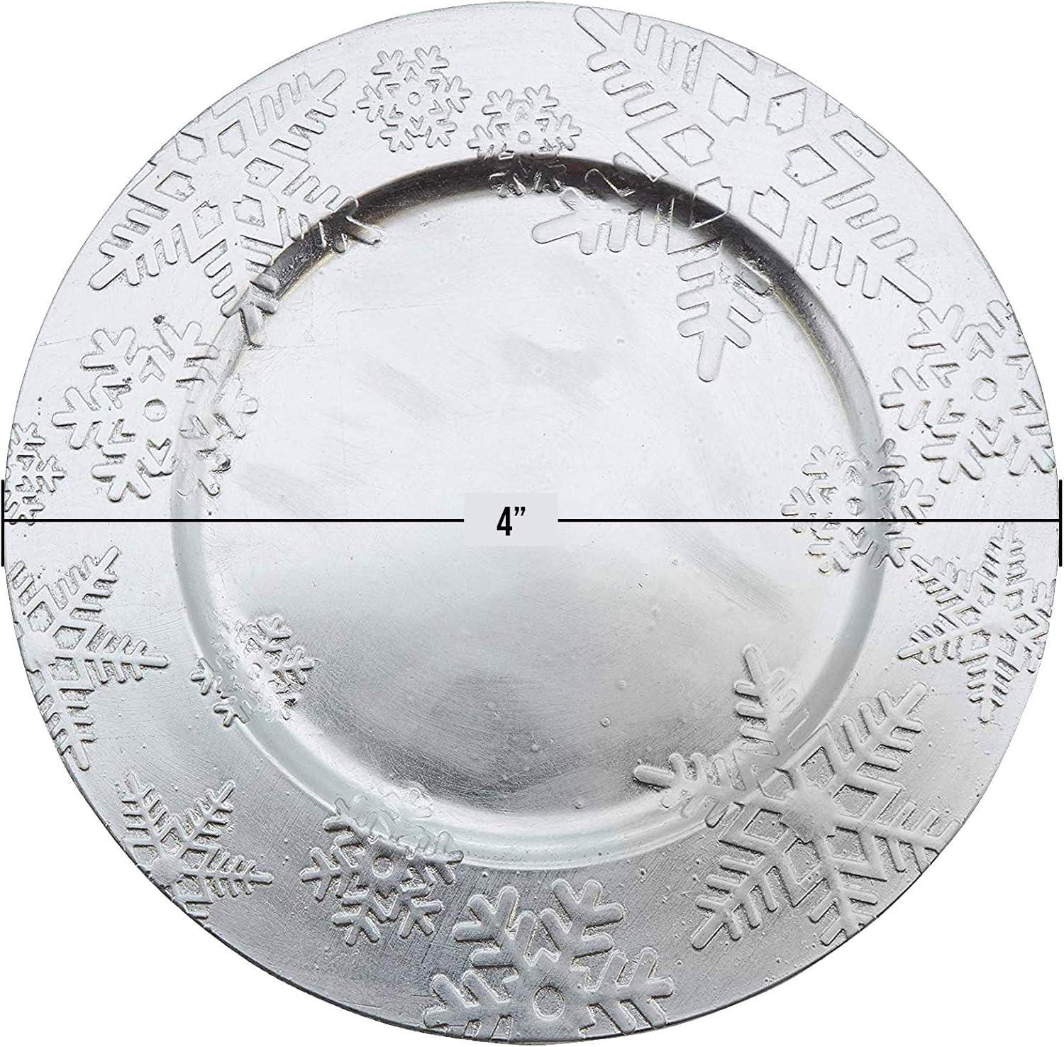 Saro Lifestyle Snowflake Design Christmas Holiday Decorative Charger Plate - set of 4 pcs