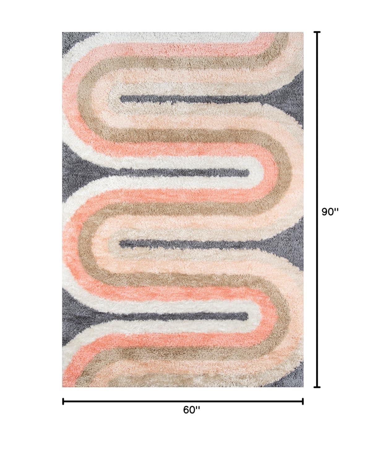Rupa Geometric Handmade Tufted Pink/Beige/Gray Area Rug